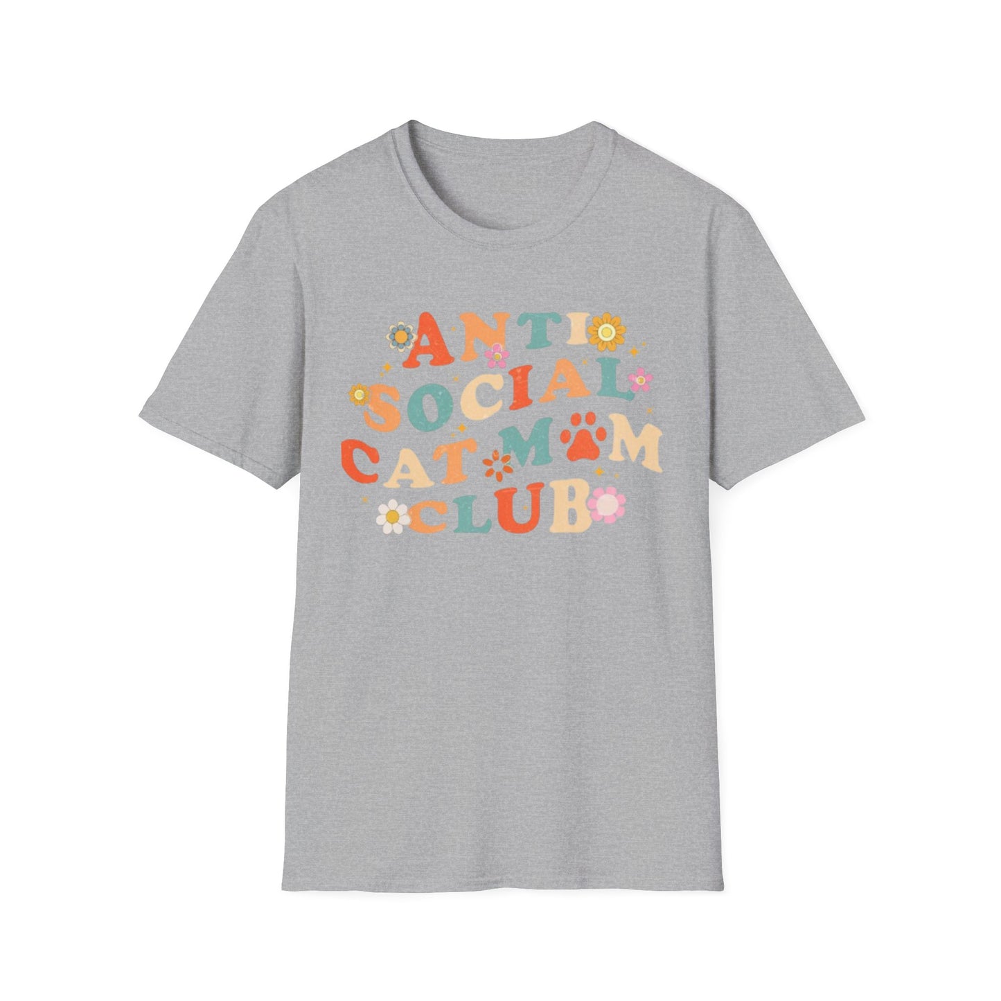 Anti-Social Cat Mom Club T-Shirt Sport Grey Printify T-Shirt Rhythm & Drip Apparel