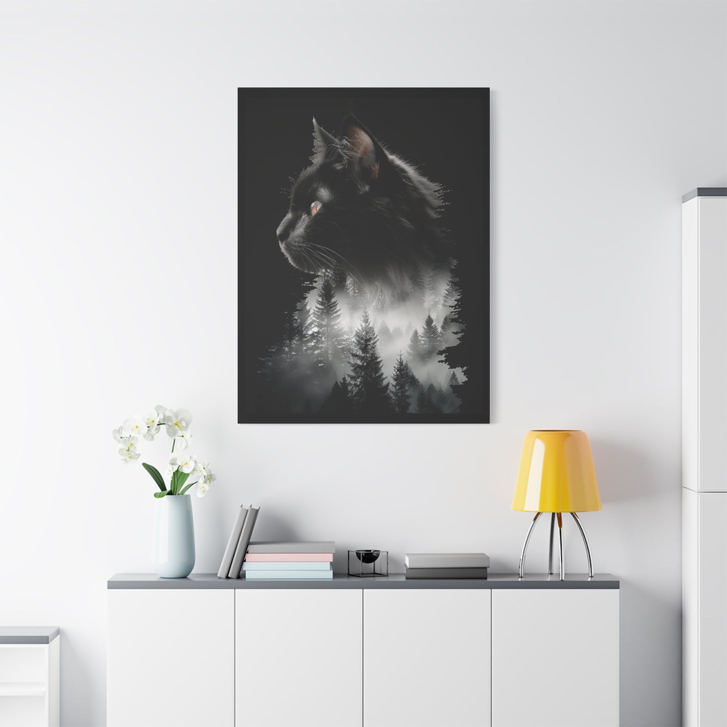 Cat- Mystical Cat Forest Canvas Print, Home Decor Art, Cat Lover Gift, Unique Wall Art, Pet Memorial Rhythm & Drip Canvas Rhythm & Drip Apparel