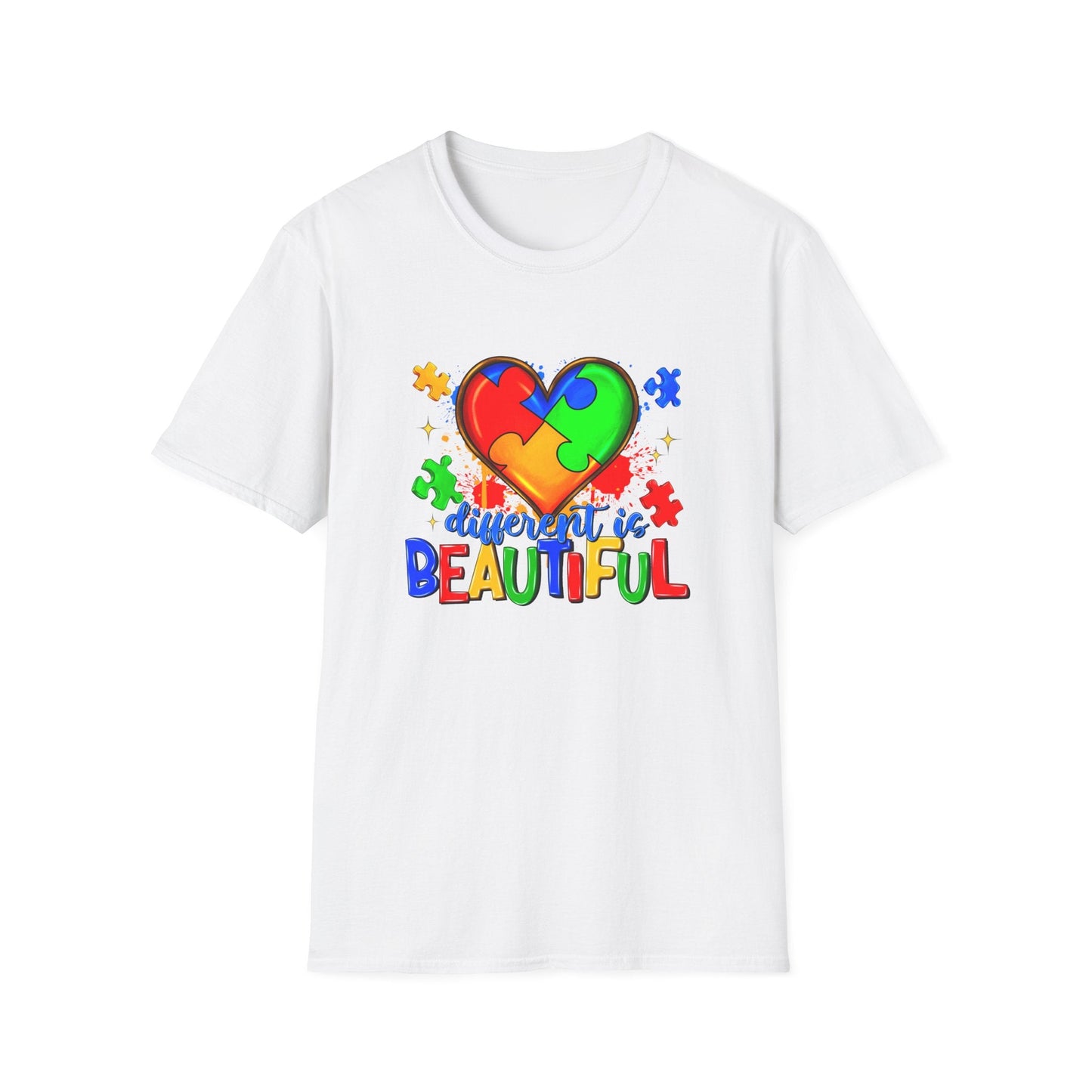 Autism Puzzle Heart T-Shirt White Printify T-Shirt Rhythm & Drip Apparel