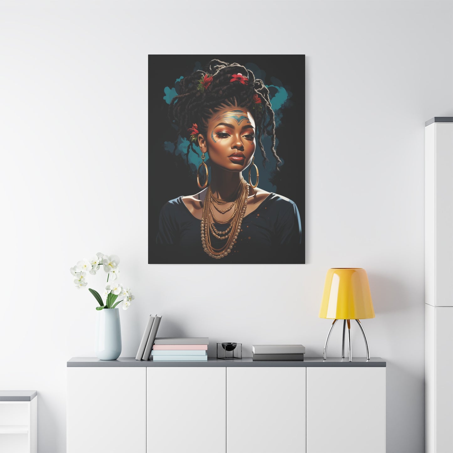 Woman- Bold Afro Woman Canvas Art, Black Art Print, Floral Wall Decor, Modern Home Decor, African American Artwork Rhythm & Drip Canvas Rhythm & Drip Apparel