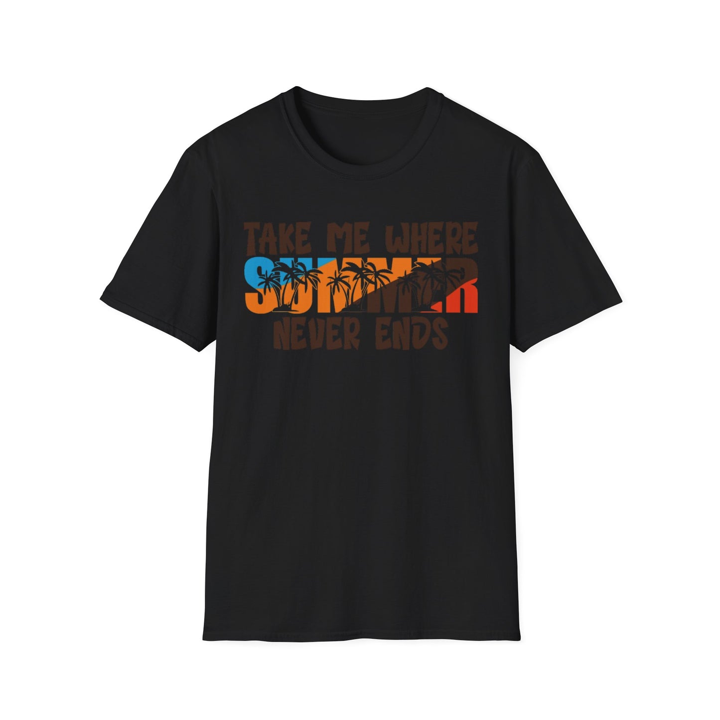 Summer- Take Me Where Summer Never Ends Black Printify T-Shirt Rhythm & Drip Apparel