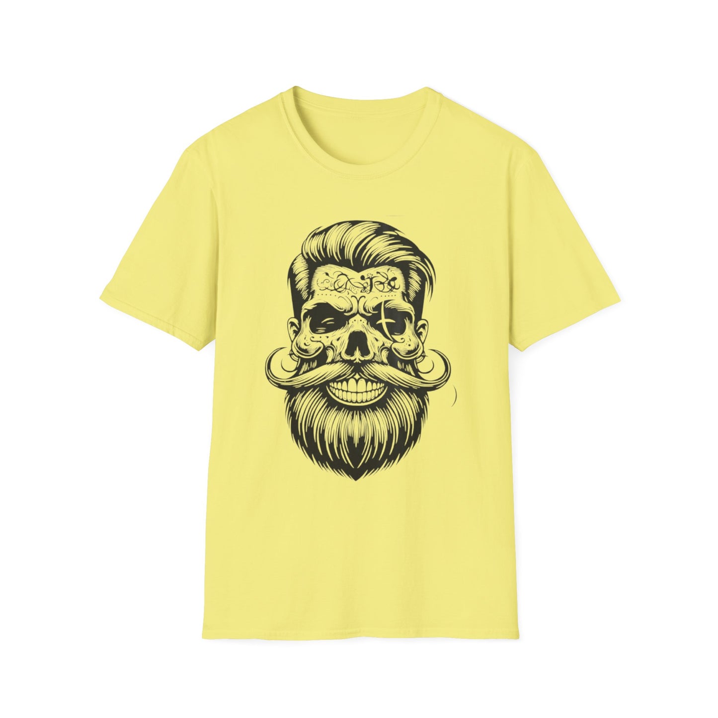 Stylish Skull Beard T-Shirt Cornsilk Printify T-Shirt Rhythm & Drip Apparel