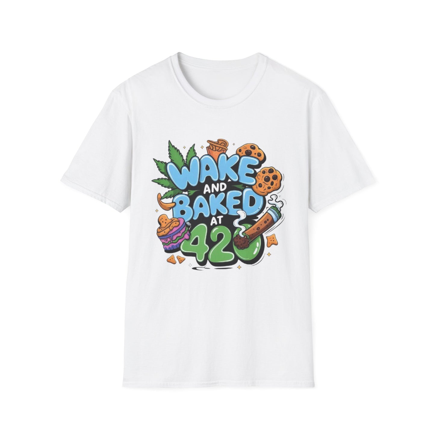 Wake and Baked at 420 White Printify T-Shirt Rhythm & Drip Apparel