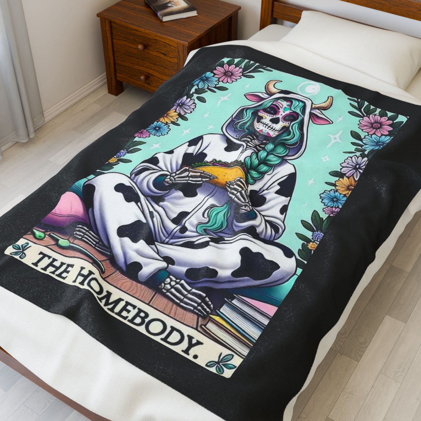 Tarot- Homebody Velveteen Plush Blanket, Soft Throw for Home Decor, Gift for Cow Lovers, Perfect for Cozy Nights, Unique Wall Art Printify All Over Prints Rhythm & Drip Apparel