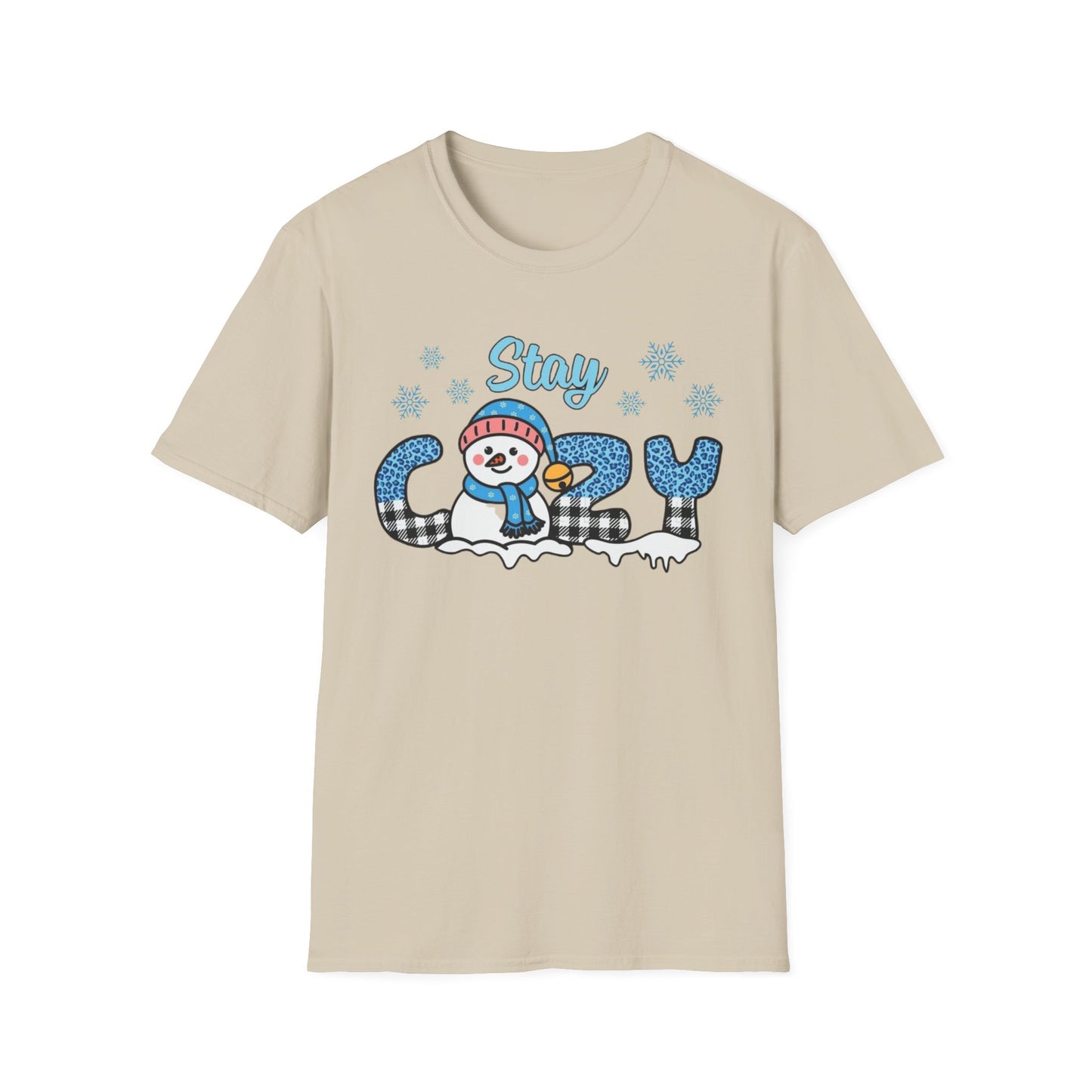 Winter- Cozy Snowman T-Shirt Sand Printify T-Shirt Rhythm & Drip Apparel
