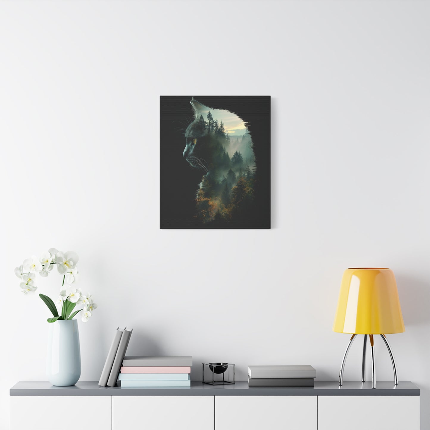 Cat- Forest Matte Canvas Wall Art | Feline Home Decor, Gift for Cat Lovers, Nature Art Print, Unique Wall Decor, Cat-Themed Gift Rhythm & Drip Canvas Rhythm & Drip Apparel