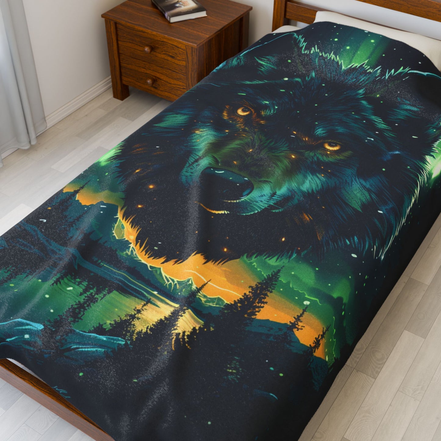 Wolf- Majestic Wolf Velveteen Plush Blanket | Cozy Home Decor, Perfect Gift for Animal Lovers, Camping, or Winter Printify All Over Prints Rhythm & Drip Apparel