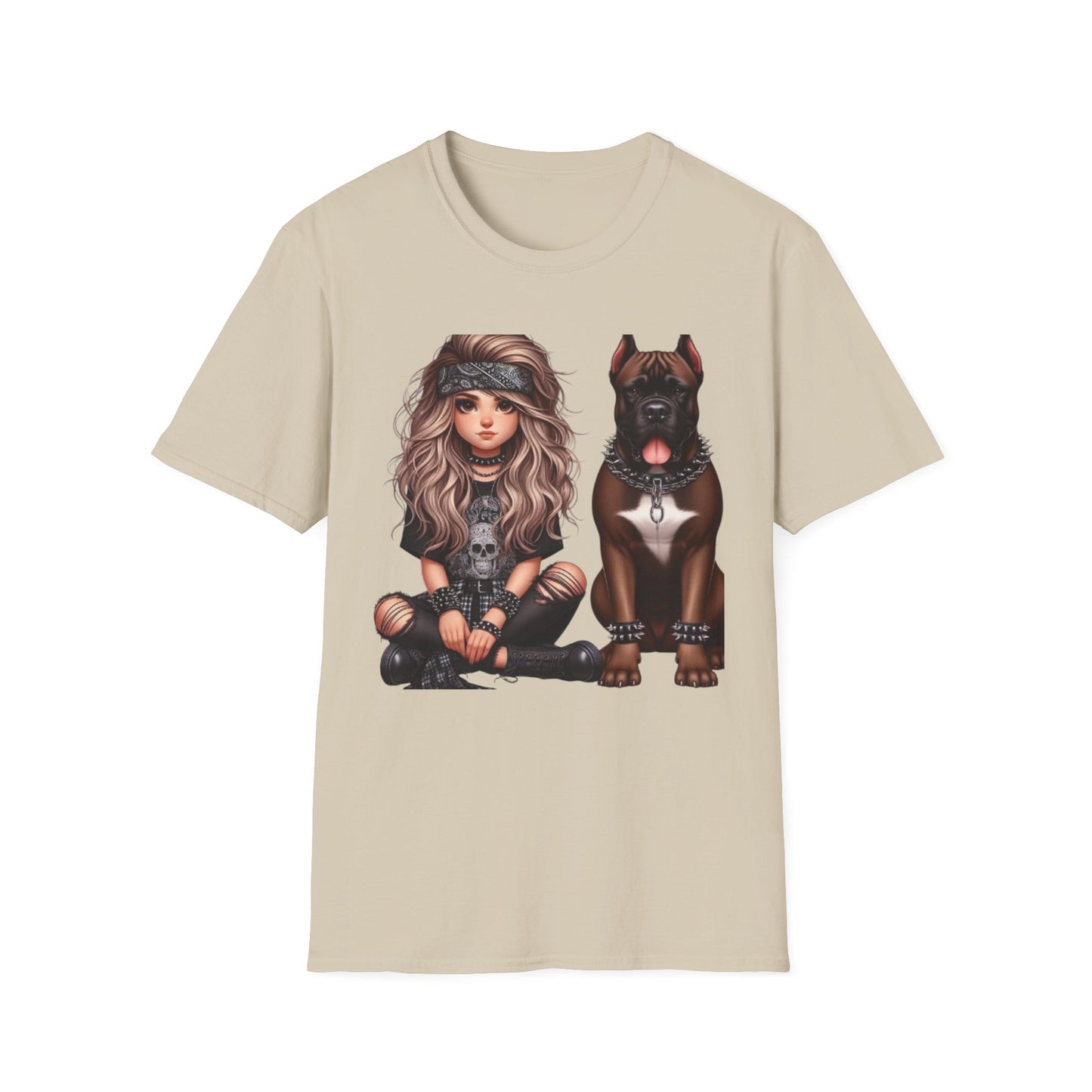 A Girl And Her Dog 5 T-Shirt Sand Printify T-Shirt Rhythm & Drip Apparel
