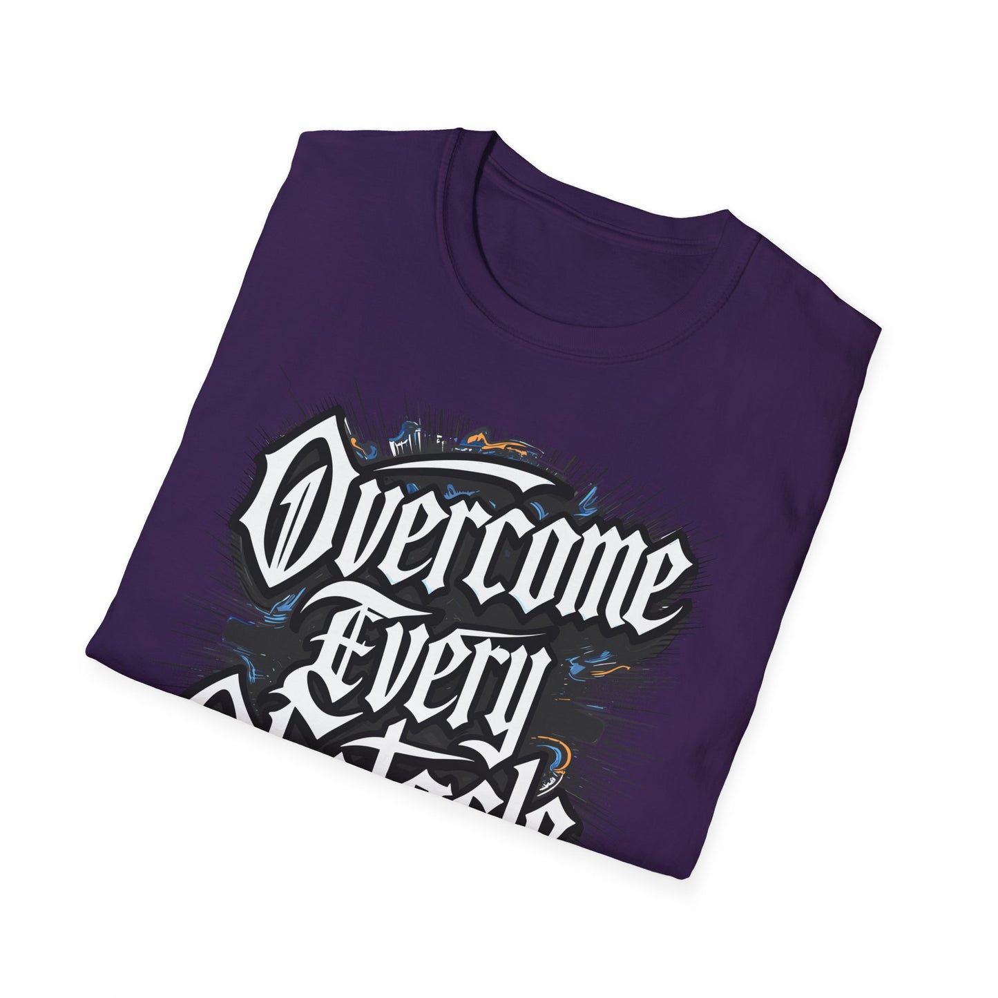 Inspirational Unisex Softstyle T-Shirt – "Overcome Every Obstacle"