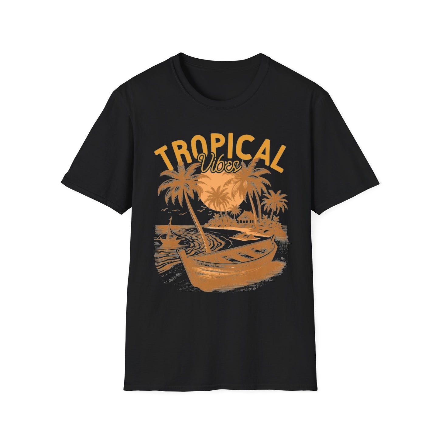 Summer- Tropical Vibes T-Shirt Black Printify T-Shirt Rhythm & Drip Apparel