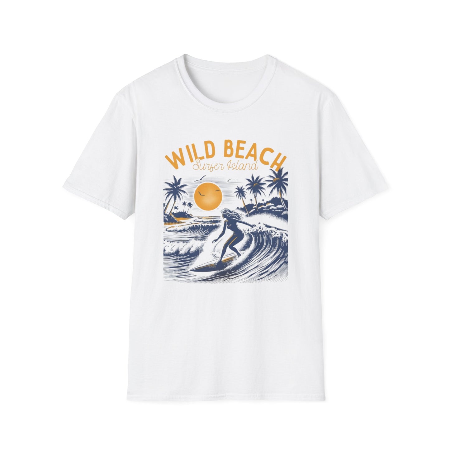 Summer- Wild Beach Surfing T-Shirt White Printify T-Shirt Rhythm & Drip Apparel