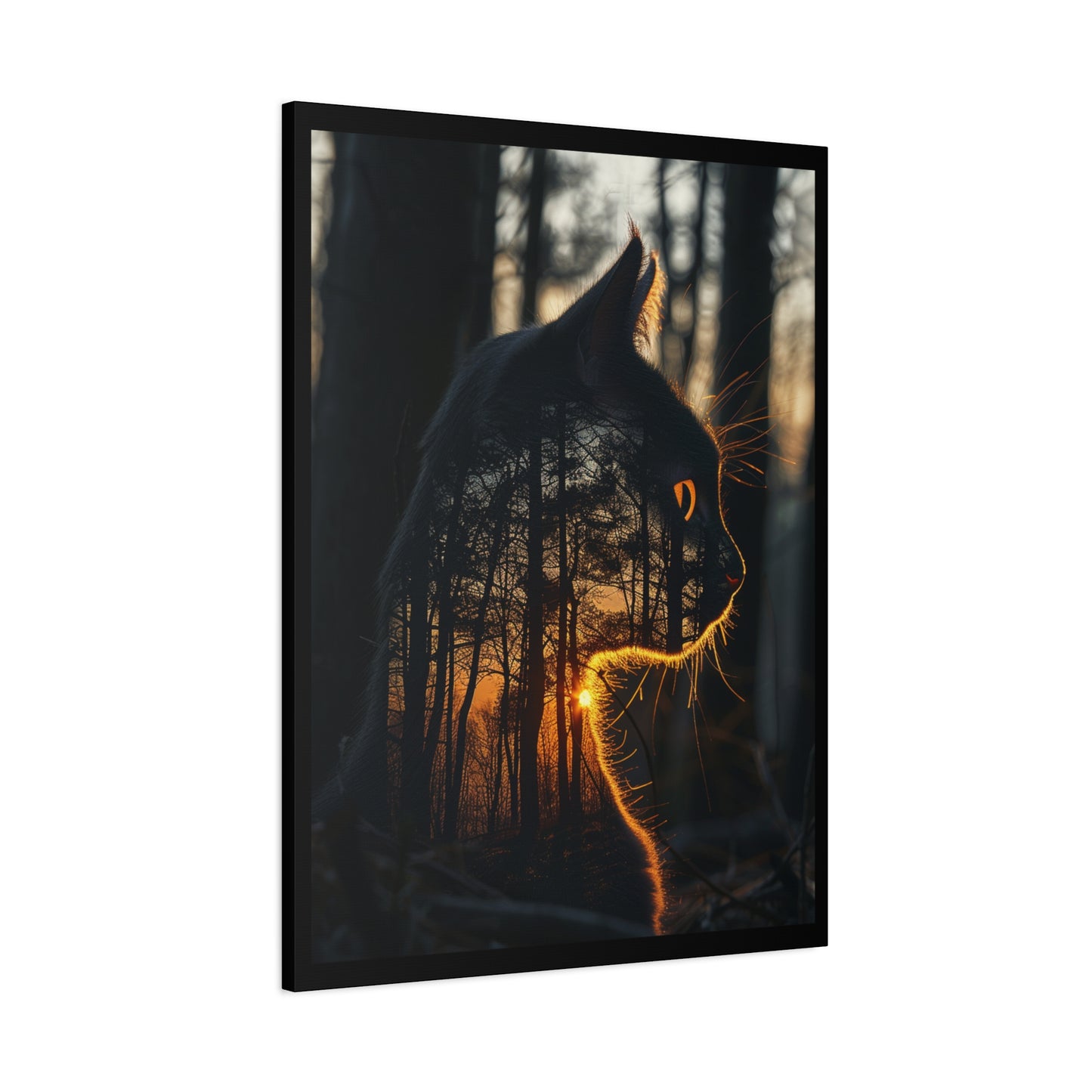 Cat- Silhouette Wall Art - Forest Sunset Canvas Decor, Animal Lover Gift, Home Decoration, Nature Inspired Art, Cat Aesthetic Rhythm & Drip Canvas Rhythm & Drip Apparel
