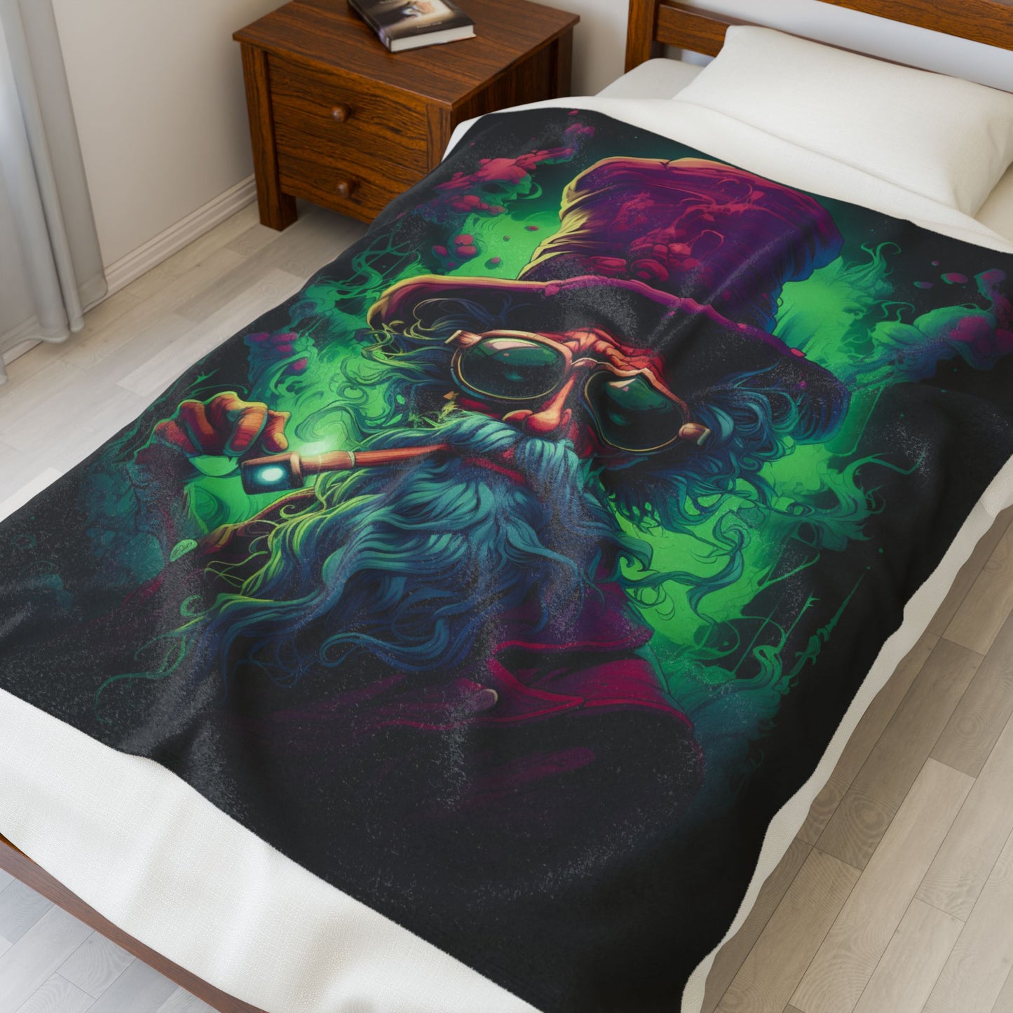 Wizard- Whimsical Wizard Plush Blanket - Cozy Home Decor, Gift for Sci-Fi Fans, Magical Themed Room, Art Lovers' Throw, Perfect for all Occasions Rhythm & Drip All Over Prints Rhythm & Drip Apparel