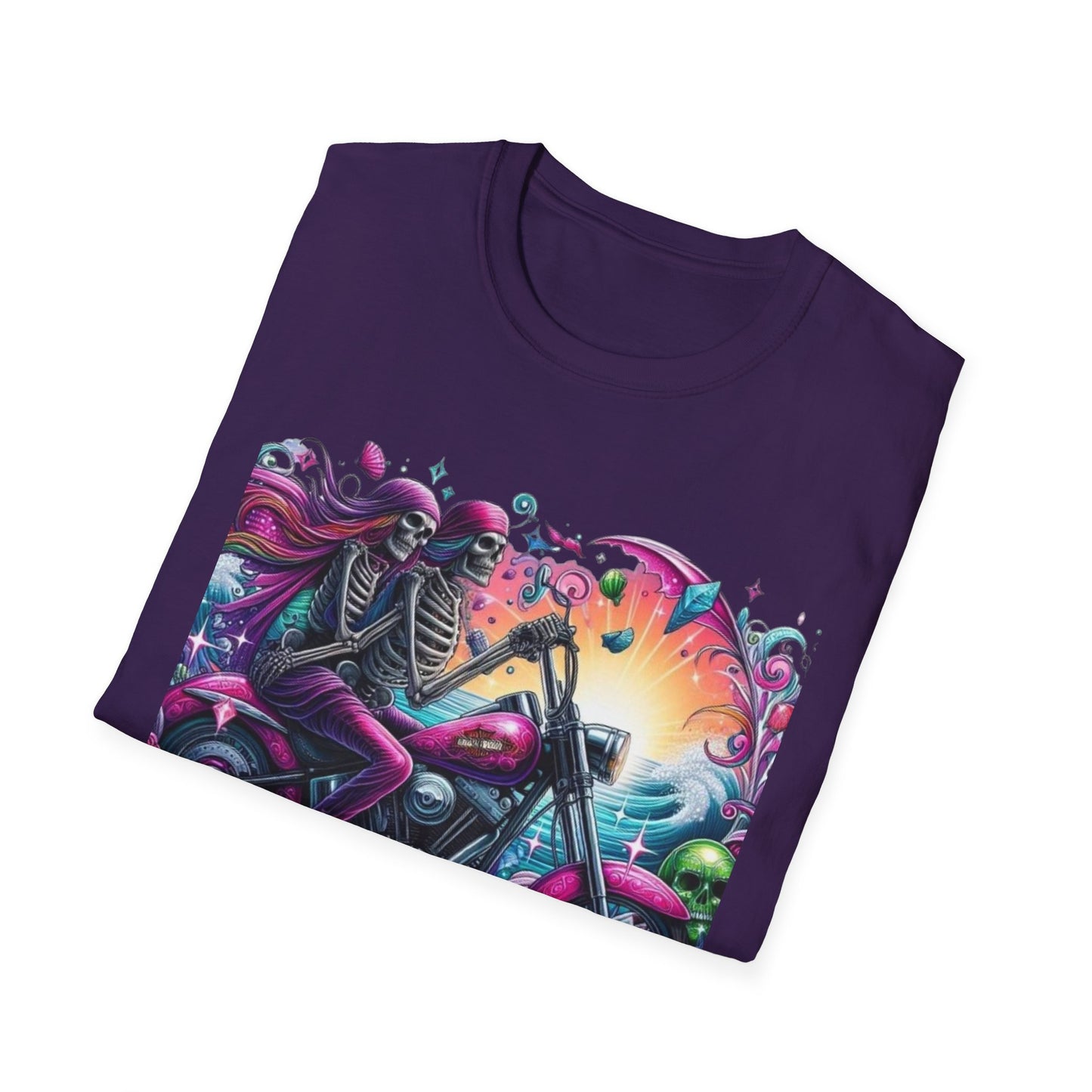 Woman & Man Skeleton Biker T-Shirt Printify T-Shirt Rhythm & Drip Apparel