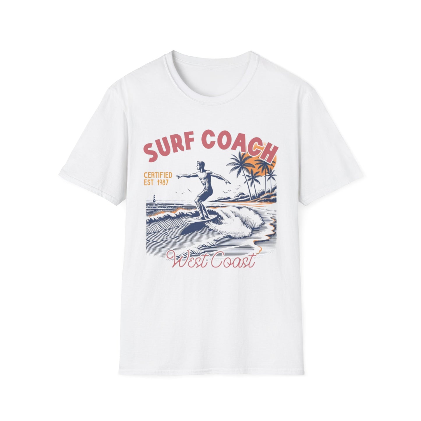 Summer- Surf Coach Vintage T-Shirt White Printify T-Shirt Rhythm & Drip Apparel