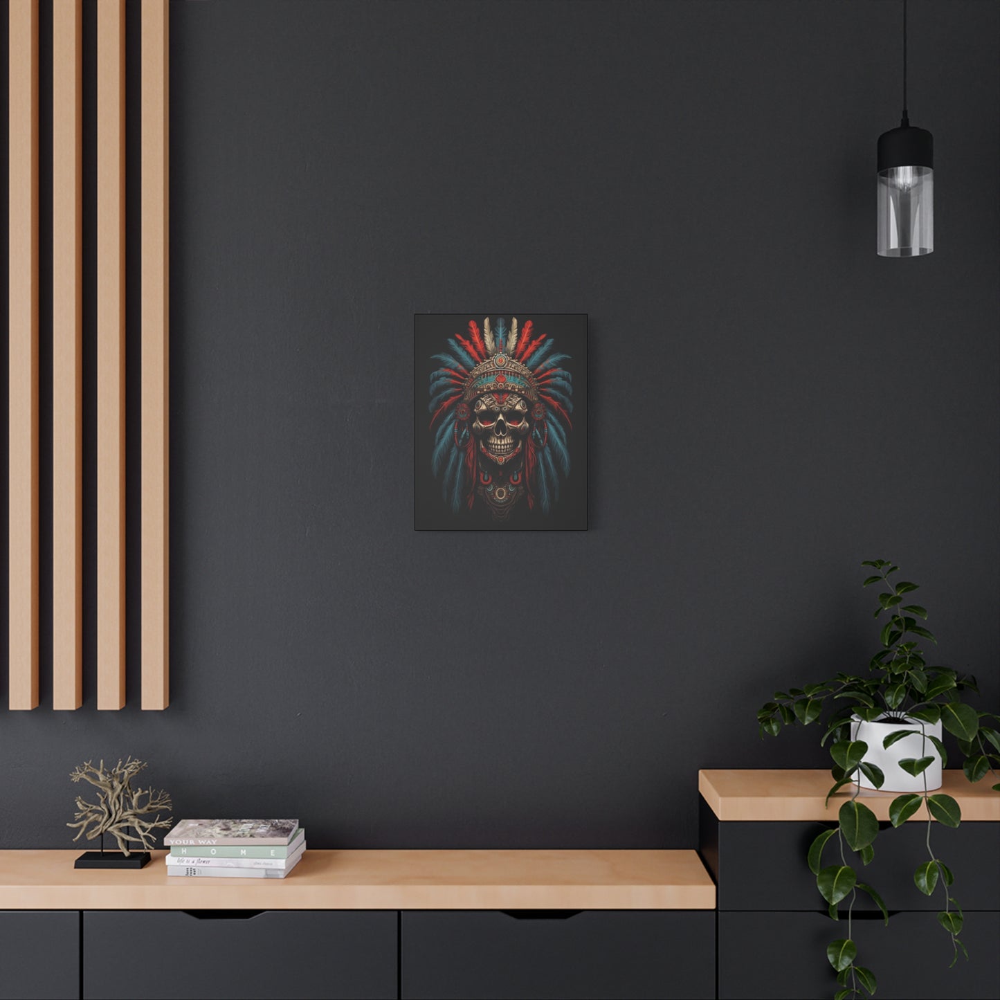 Skull- Bohemian Skull Warrior Canvas Art Print, Stretched Artwork for Home Decor, Tribal Wall Art, Unique Gift, Boho Aesthetic Rhythm & Drip Canvas Rhythm & Drip Apparel