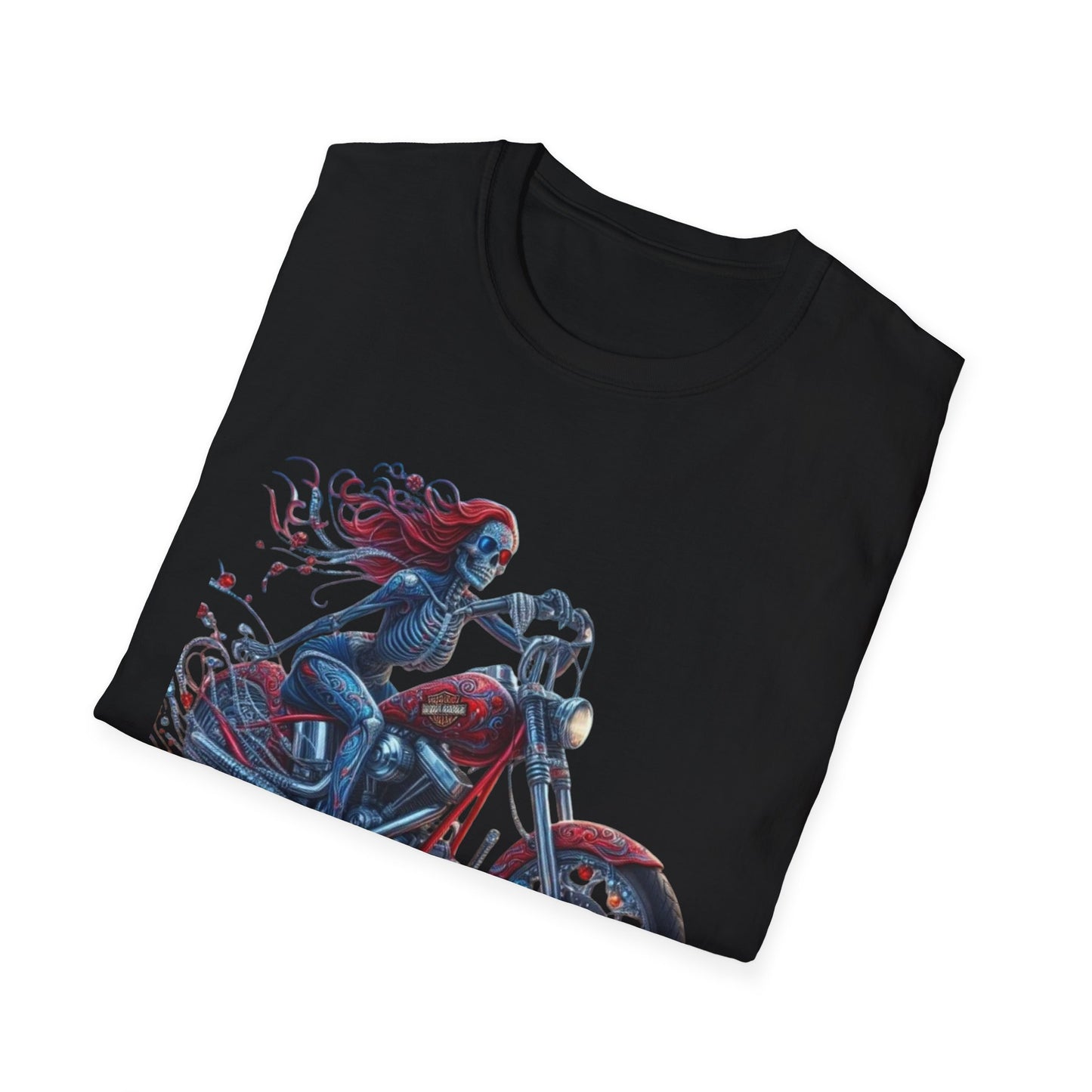 Woman Skeleton Biker T-Shirt Printify T-Shirt Rhythm & Drip Apparel