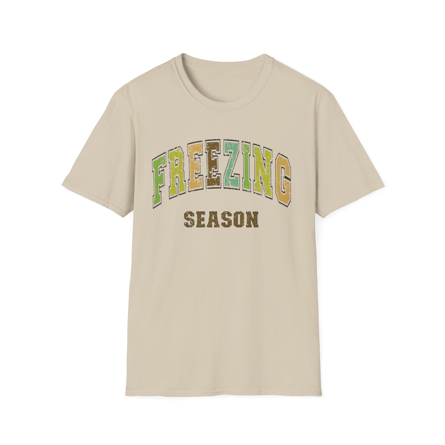 Winter- Freezing Season T-Shirt Sand Printify T-Shirt Rhythm & Drip Apparel