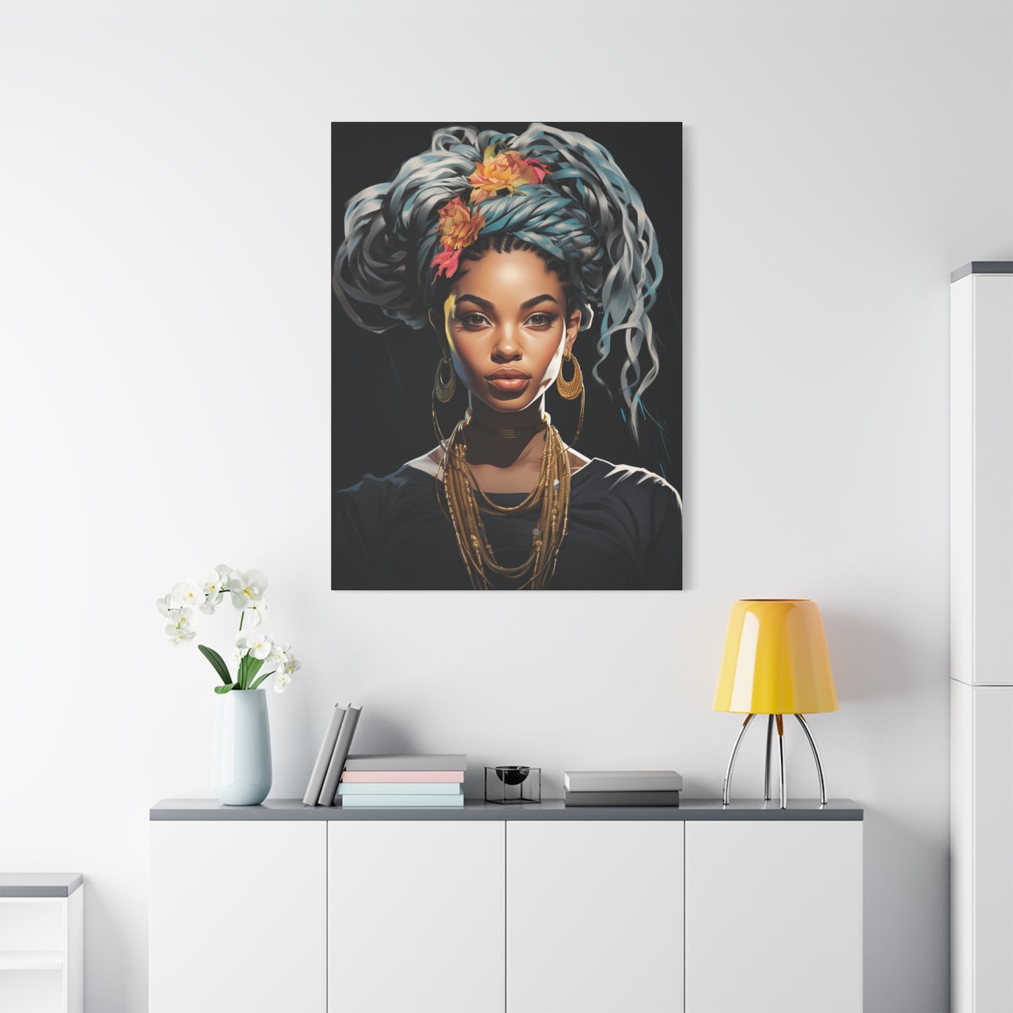 Woman- Bold Afro Woman Canvas Art, Black Art Print, Floral Wall Decor, Modern Home Decor, African American Artwork Rhythm & Drip Canvas Rhythm & Drip Apparel