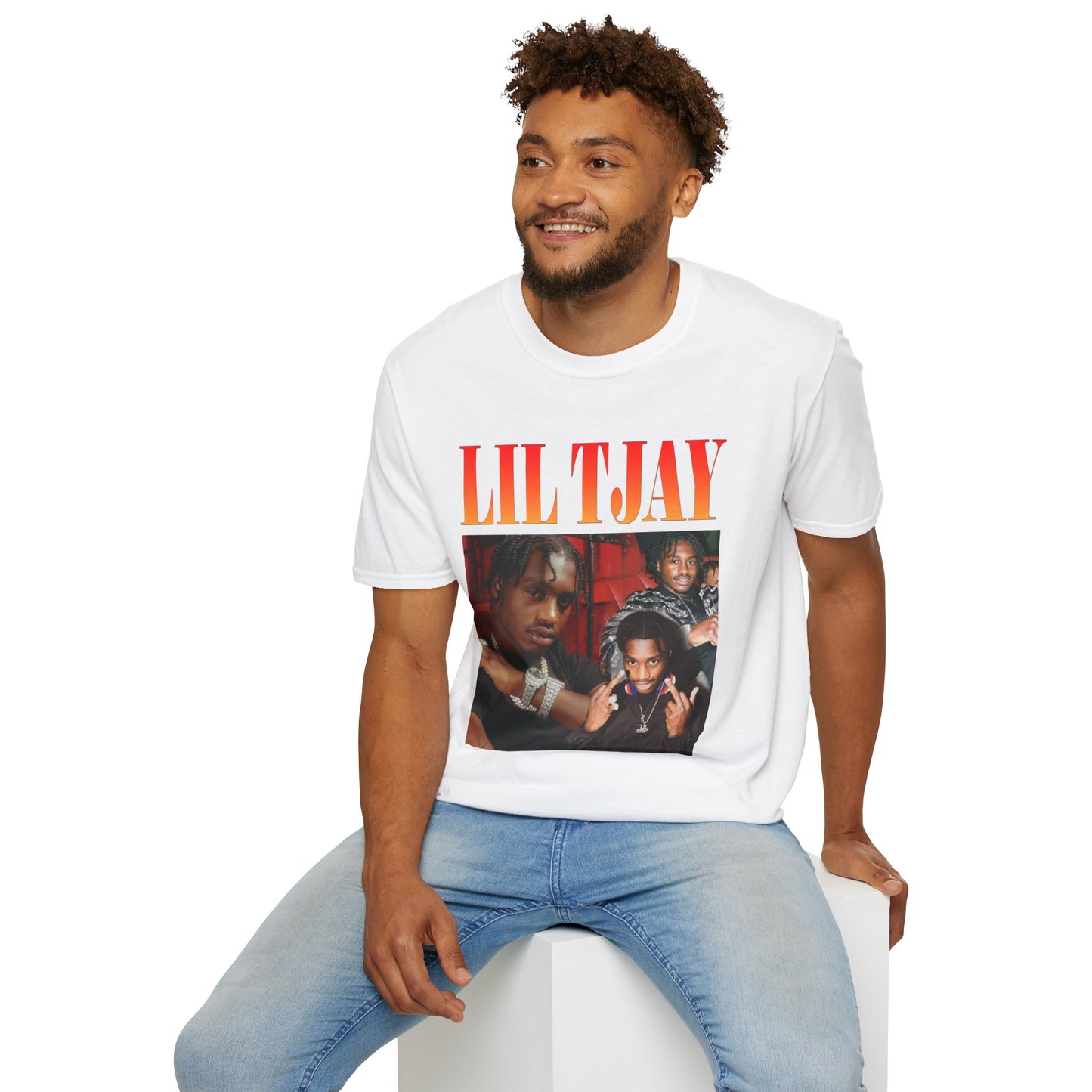 Lil Tjay Unisex Softstyle T-Shirt - Retro Graphic Tee for Music Fans - Rhythm & Drip