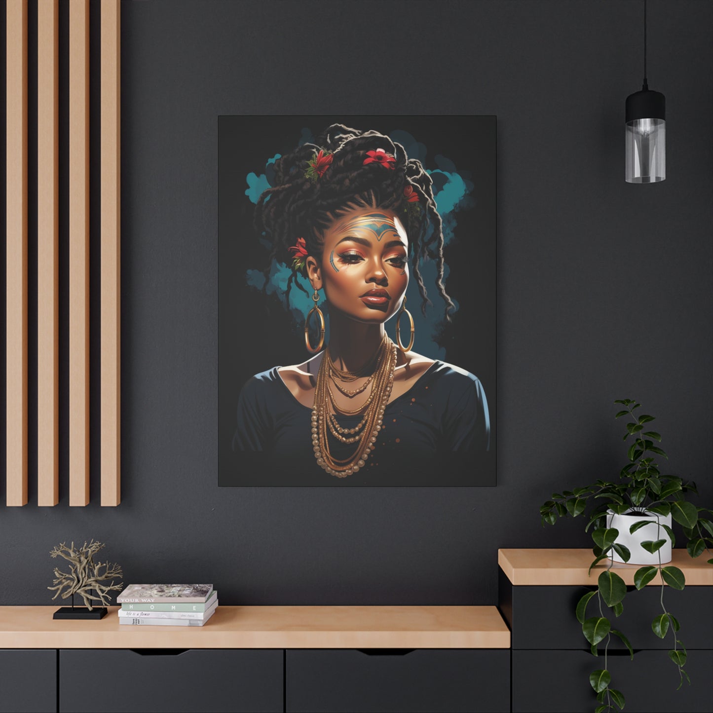 Woman- Bold Afro Woman Canvas Art, Black Art Print, Floral Wall Decor, Modern Home Decor, African American Artwork Rhythm & Drip Canvas Rhythm & Drip Apparel
