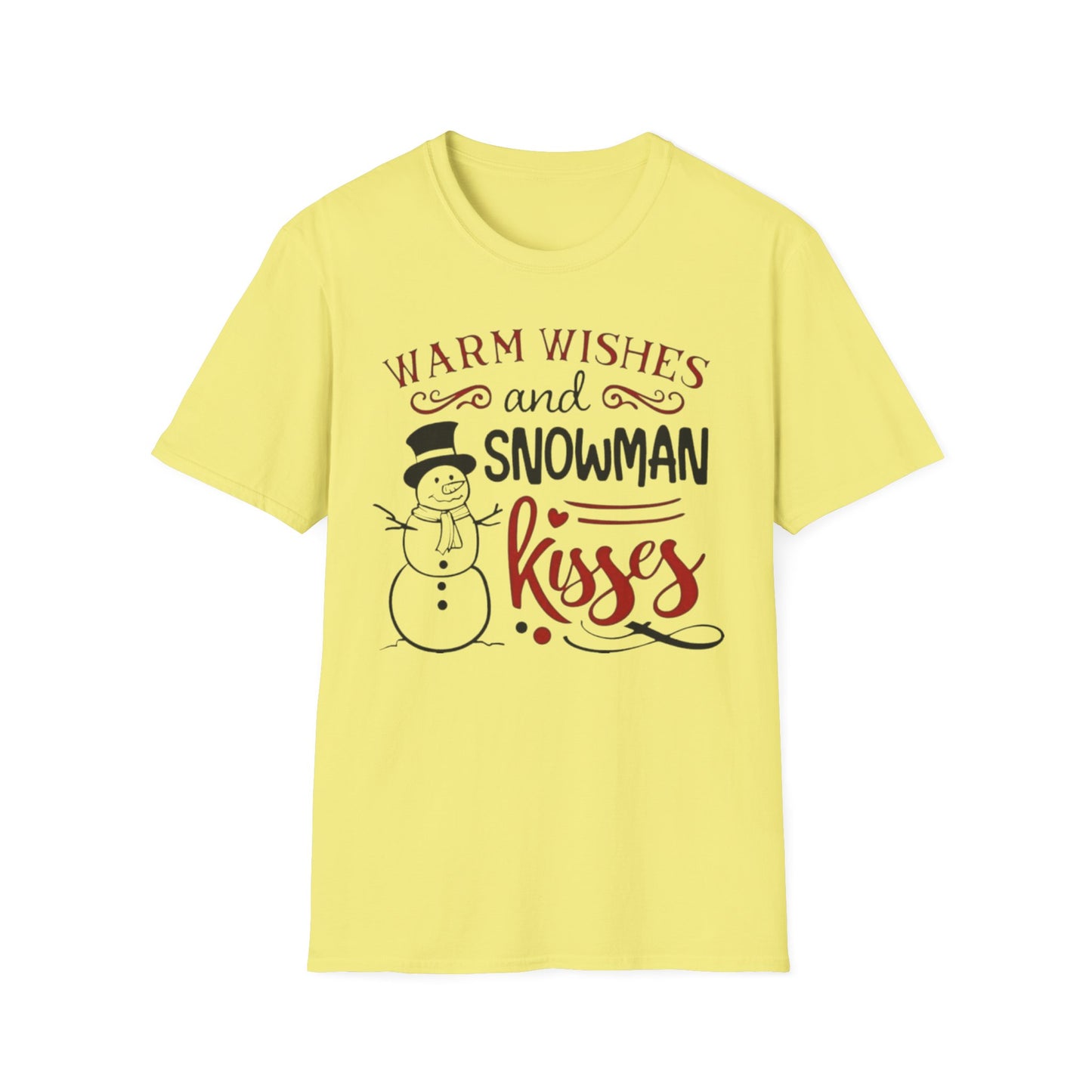Winter- Warm Wishes Snowman Kisses T-Shirt Cornsilk Printify T-Shirt Rhythm & Drip Apparel