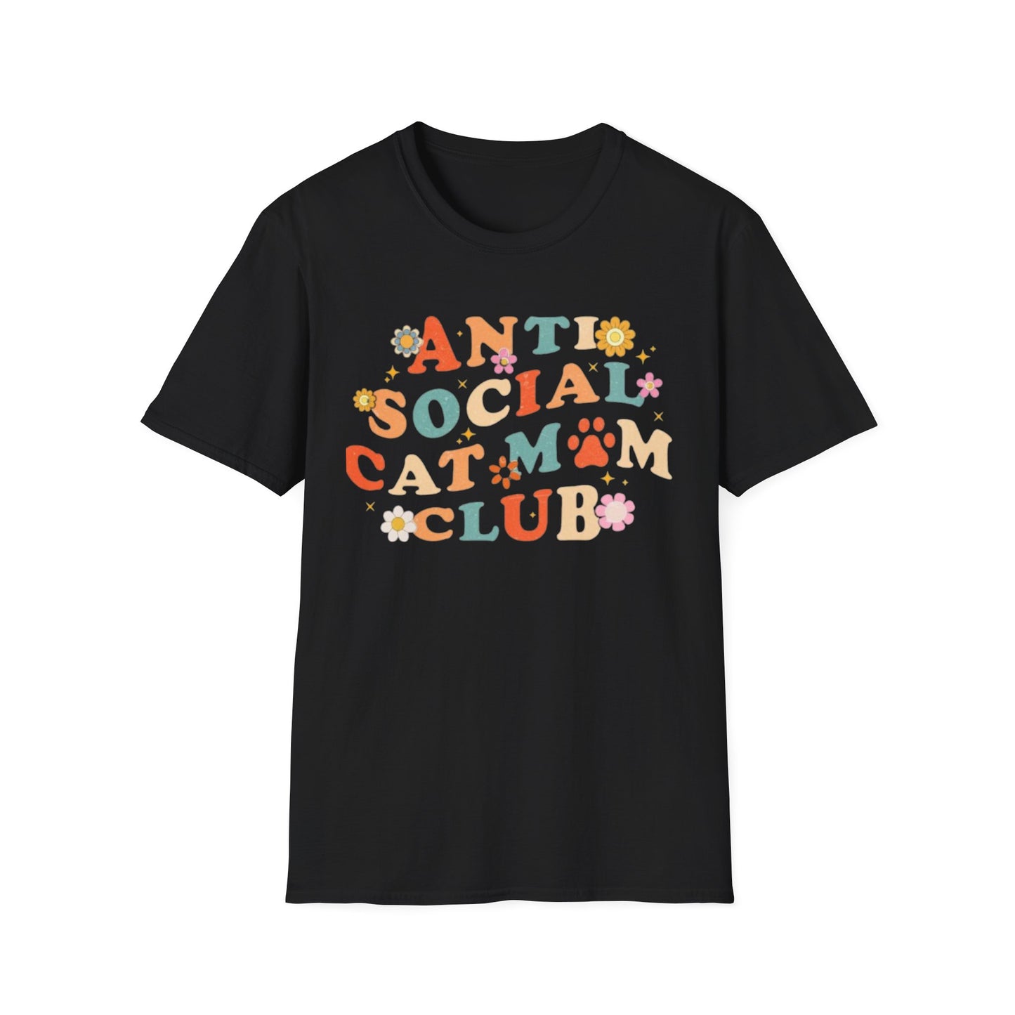 Anti-Social Cat Mom Club T-Shirt Black Printify T-Shirt Rhythm & Drip Apparel