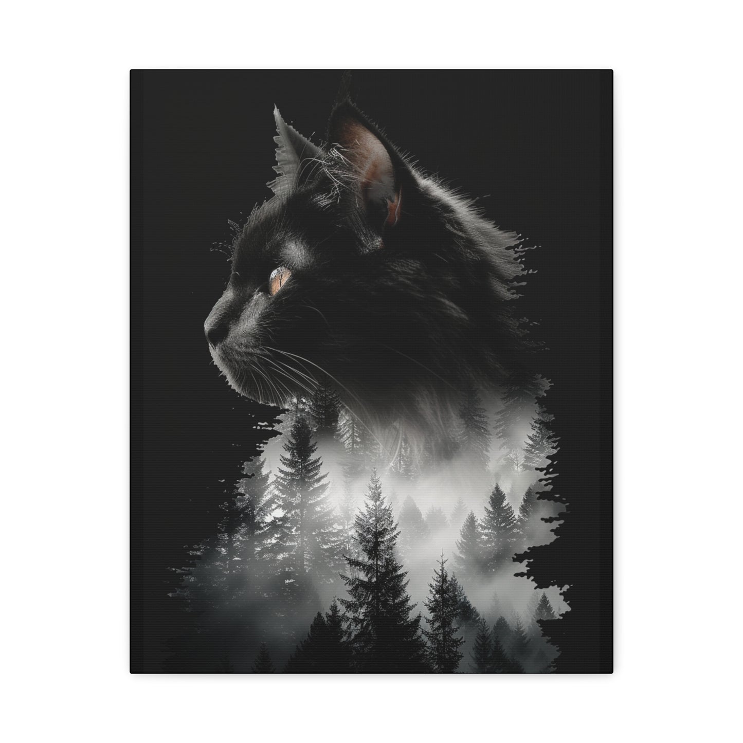 Cat- Mystical Cat Forest Canvas Print, Home Decor Art, Cat Lover Gift, Unique Wall Art, Pet Memorial 16" x 20" (Vertical) 1.25" Rhythm & Drip Canvas Rhythm & Drip Apparel