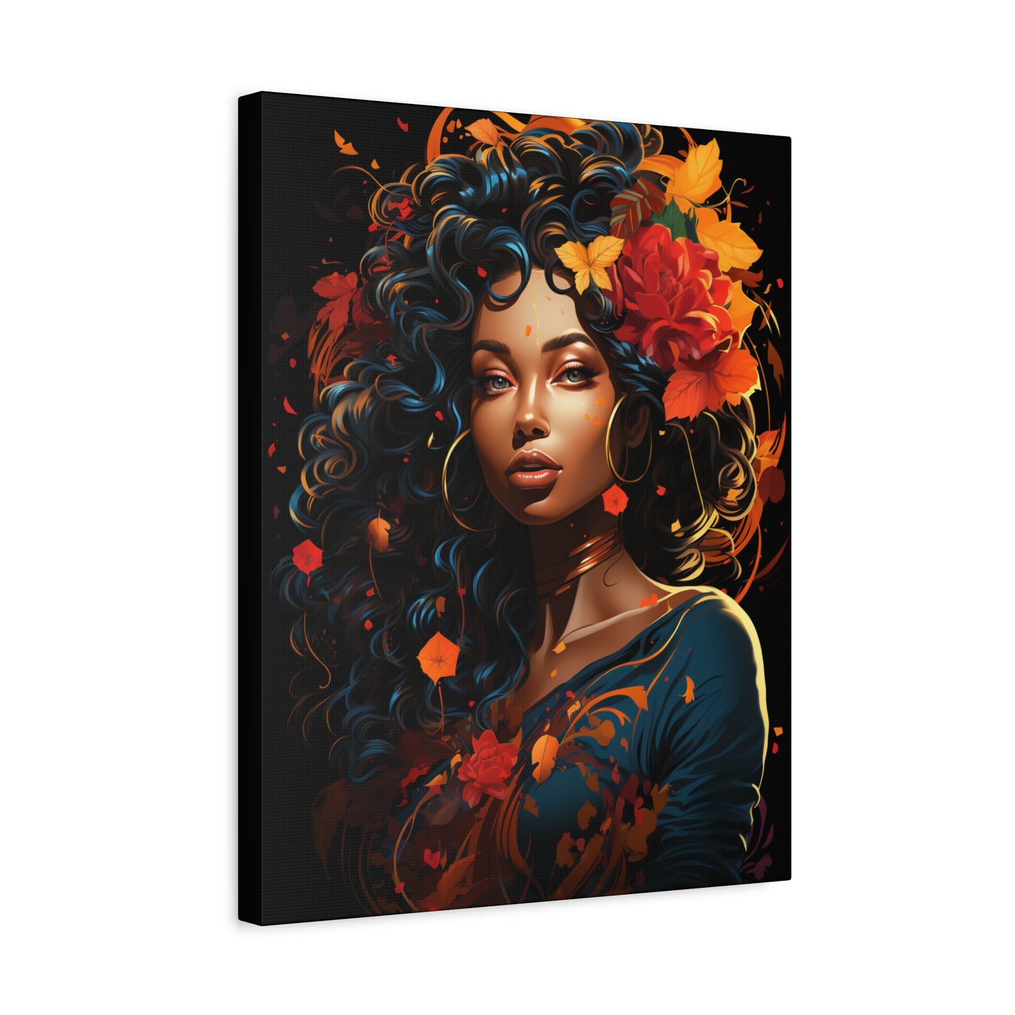 Woman- Bold Afro Woman Canvas Art, Black Art Print, Floral Wall Decor, Modern Home Decor, African American Artwork Rhythm & Drip Canvas Rhythm & Drip Apparel