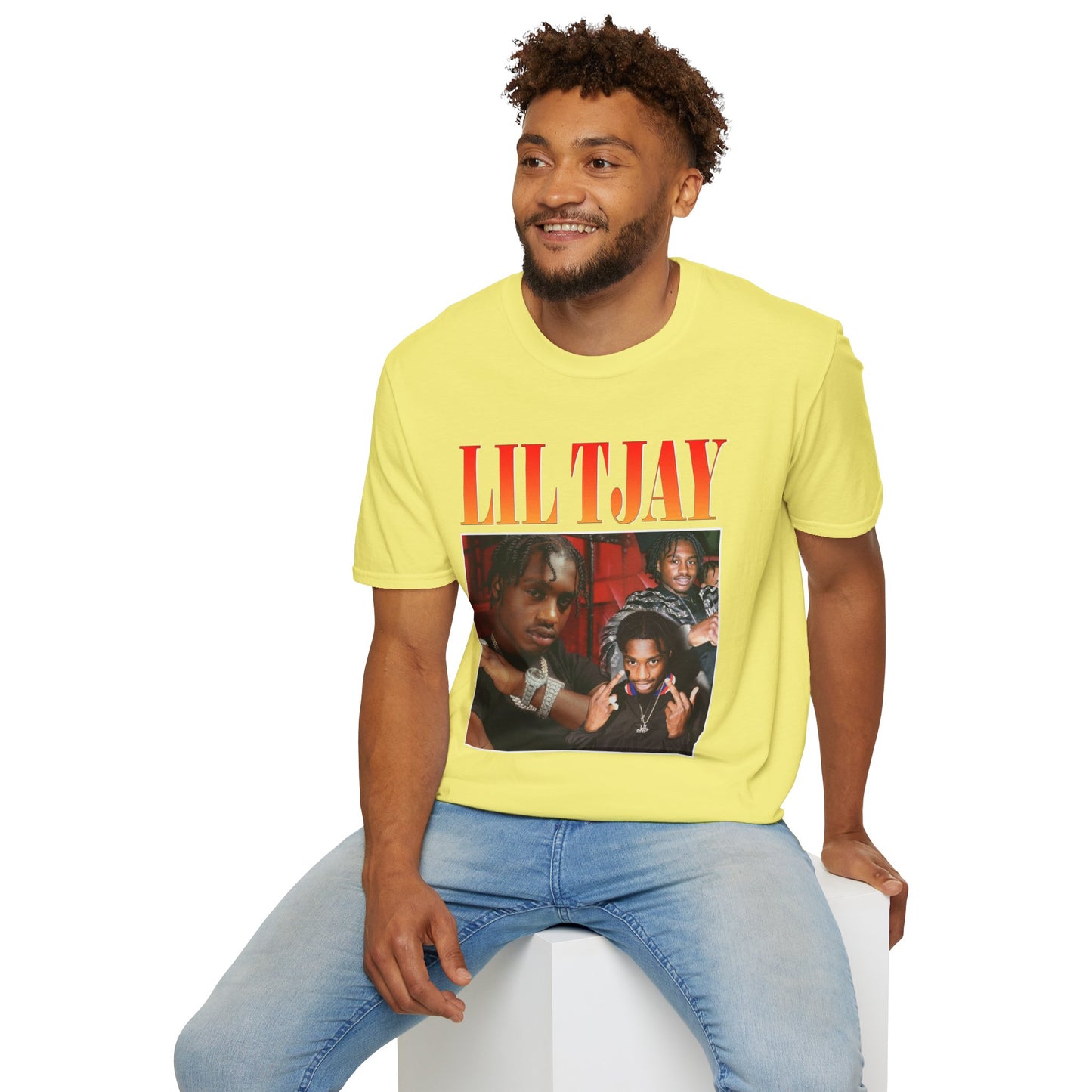 Lil Tjay Unisex Softstyle T-Shirt - Retro Graphic Tee for Music Fans - Rhythm & Drip