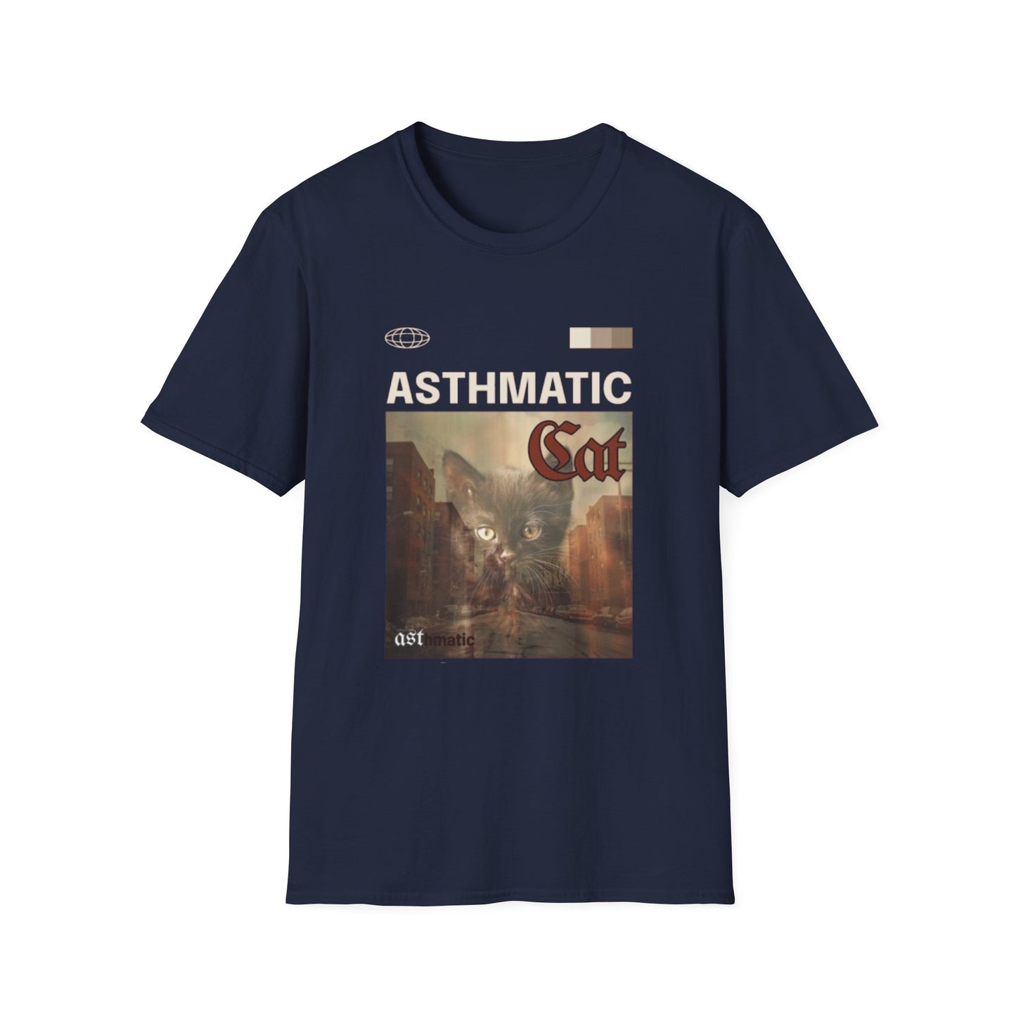 Music- Asthmatic Cat T-Shirt Navy Printify T-Shirt Rhythm & Drip Apparel