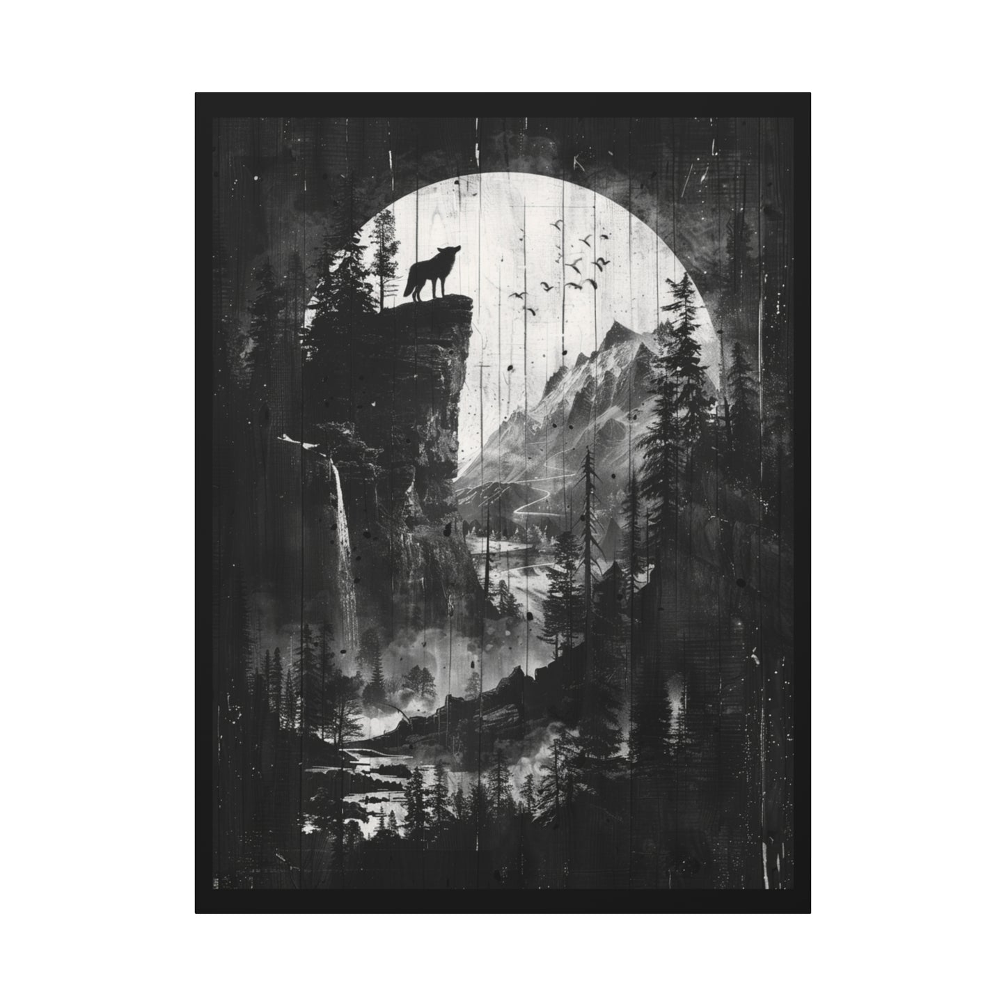 Wolf- Artistic Wolf Wall Art, Canvas Print, Nature Decor, Home Aesthetic, Unique Gift, Wall Decor, Modern Art 36" x 48" (Vertical) 1.25" Rhythm & Drip Canvas Rhythm & Drip Apparel