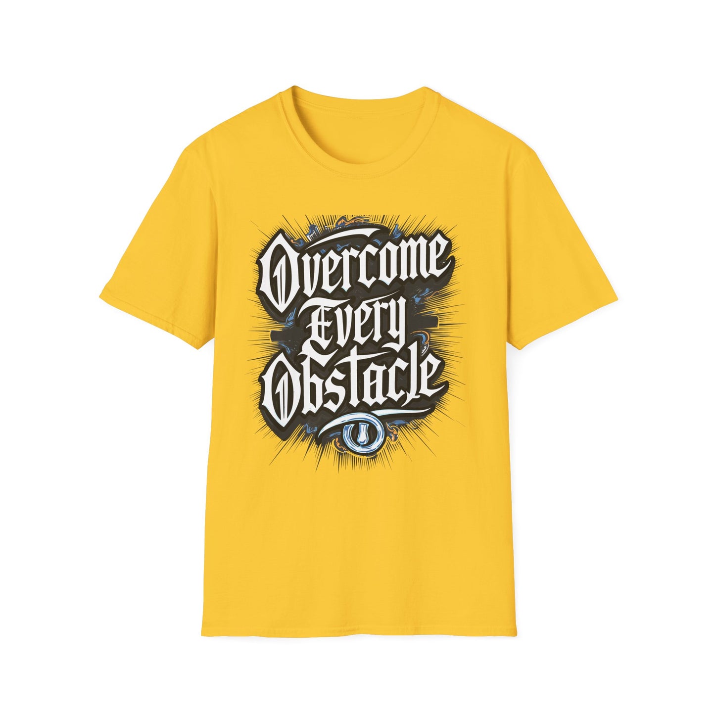 Inspirational Unisex Softstyle T-Shirt – "Overcome Every Obstacle"