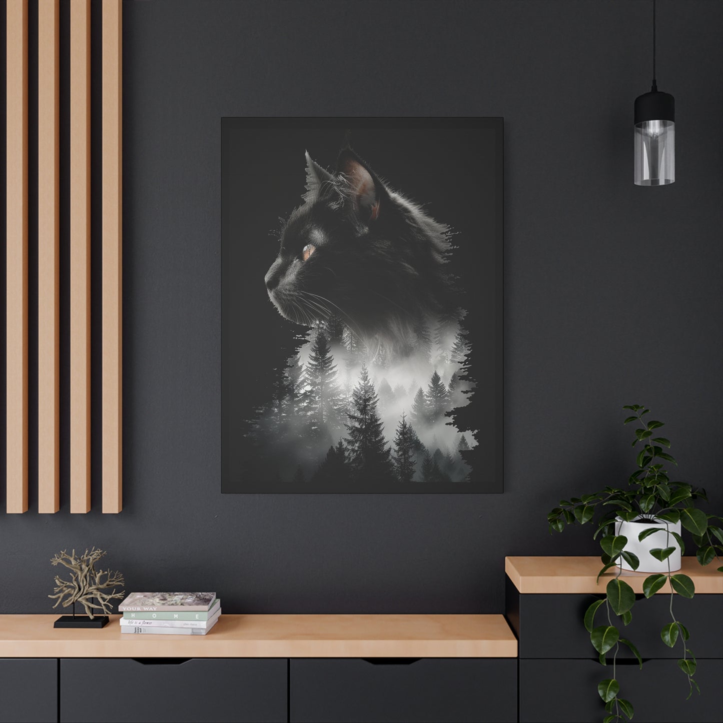 Cat- Mystical Cat Forest Canvas Print, Home Decor Art, Cat Lover Gift, Unique Wall Art, Pet Memorial Rhythm & Drip Canvas Rhythm & Drip Apparel