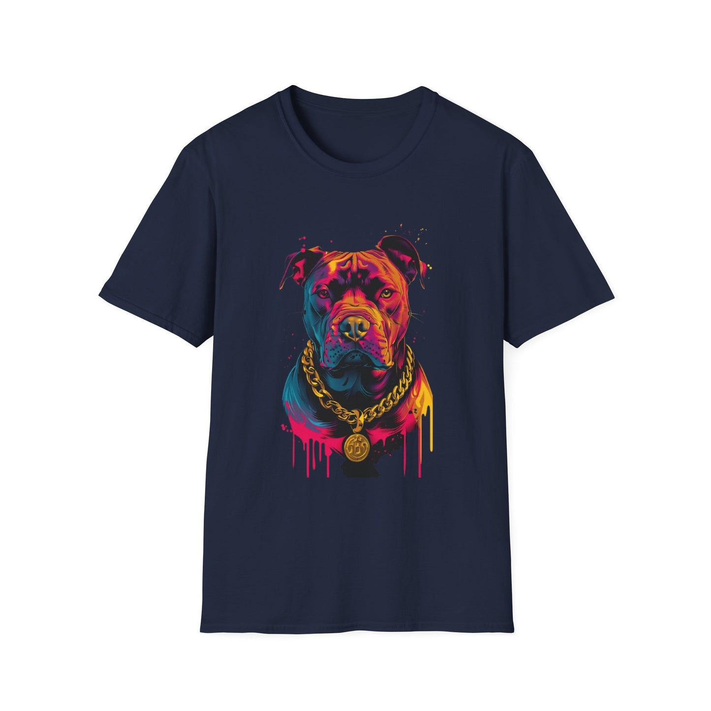 Vibrant Pitbull Graphic T-Shirt Navy Printify T-Shirt Rhythm & Drip Apparel