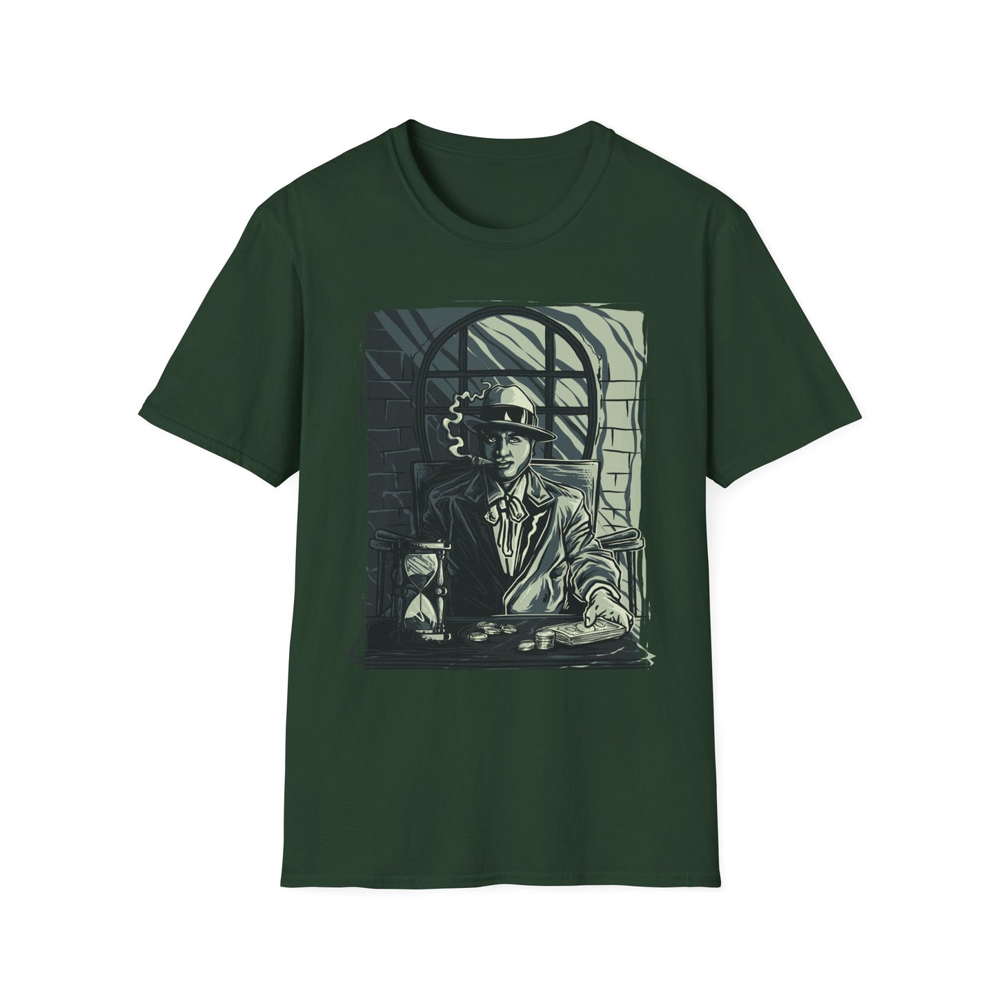 Vintage-Inspired Gangster T-Shirt Forest Green Printify T-Shirt Rhythm & Drip Apparel