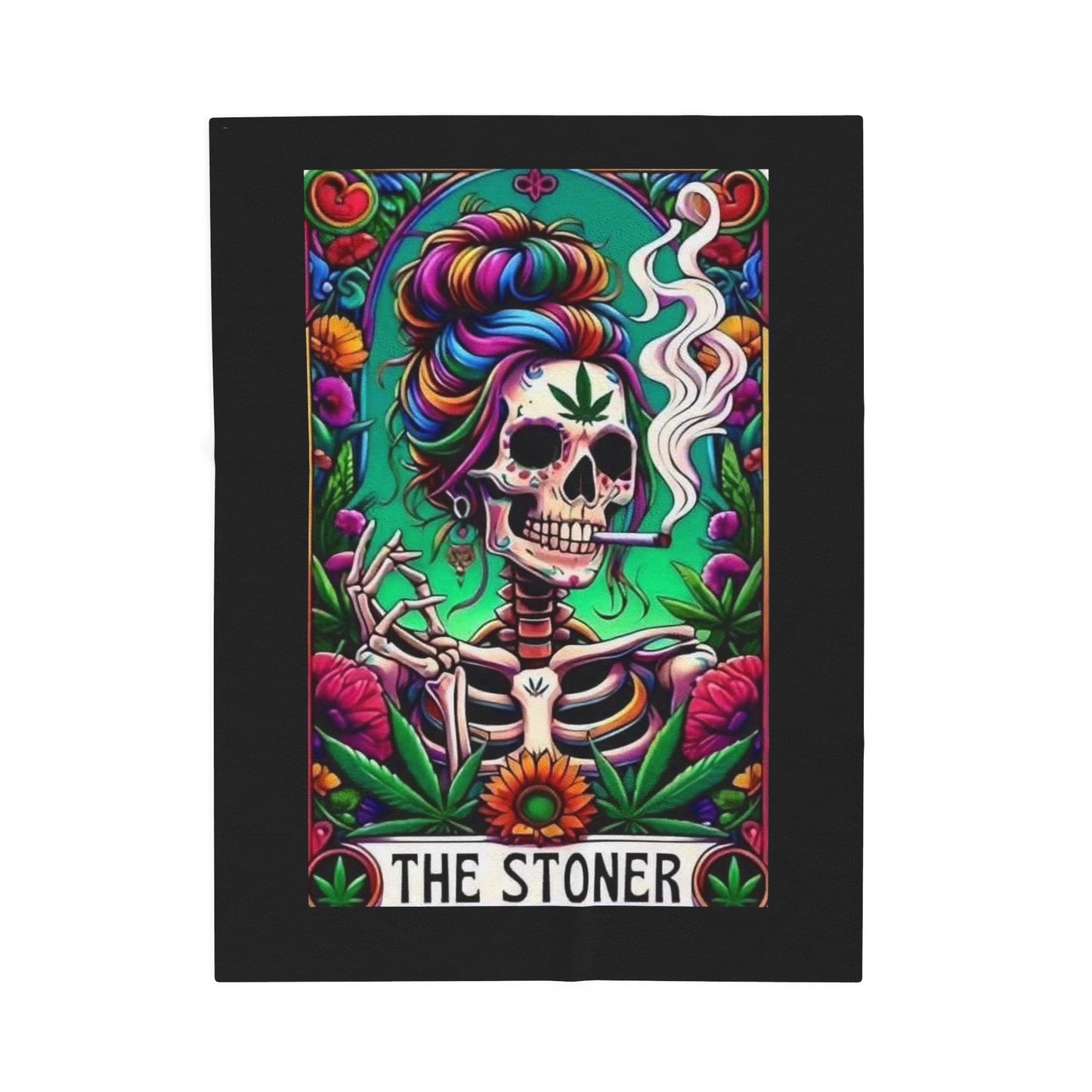 Tarot- Skull Stoner Velveteen Plush Blanket, Cozy Throw for Home, Gift for Smokers, Vibrant Decor, Halloween, Chill Vibes 30" × 40" Printify All Over Prints Rhythm & Drip Apparel