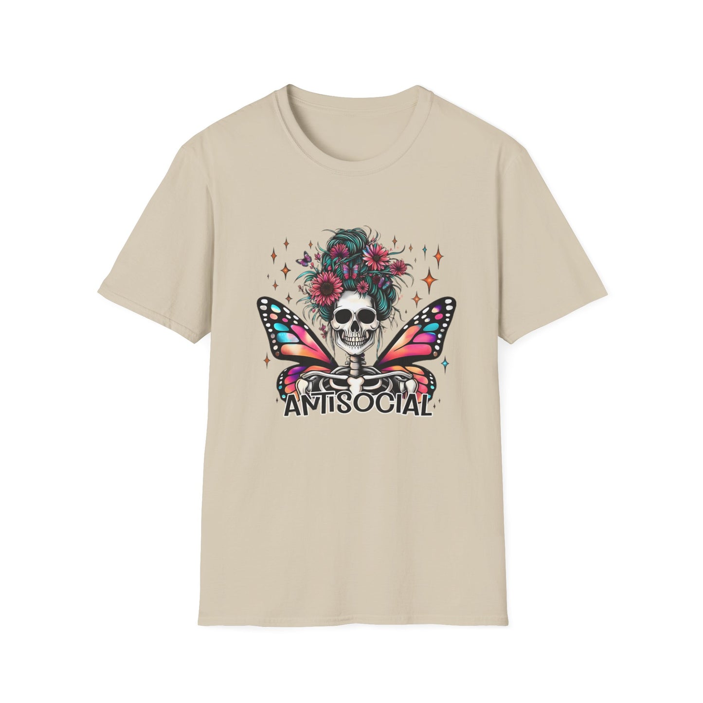 Antisocial Skeleton Tee Sand Printify T-Shirt Rhythm & Drip Apparel