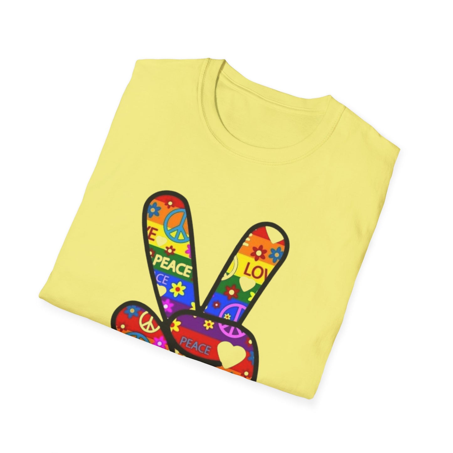 Colorful Peace and Love T-Shirt Printify T-Shirt Rhythm & Drip Apparel