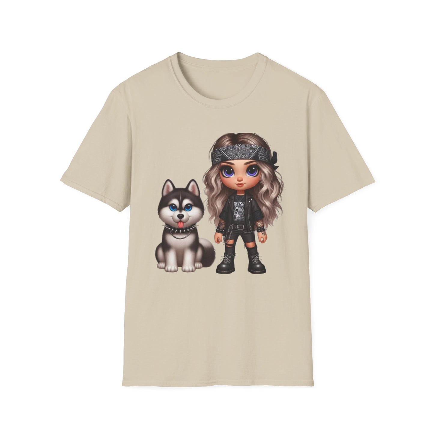 A Girl And Her Dog 3 T-Shirt Sand Printify T-Shirt Rhythm & Drip Apparel