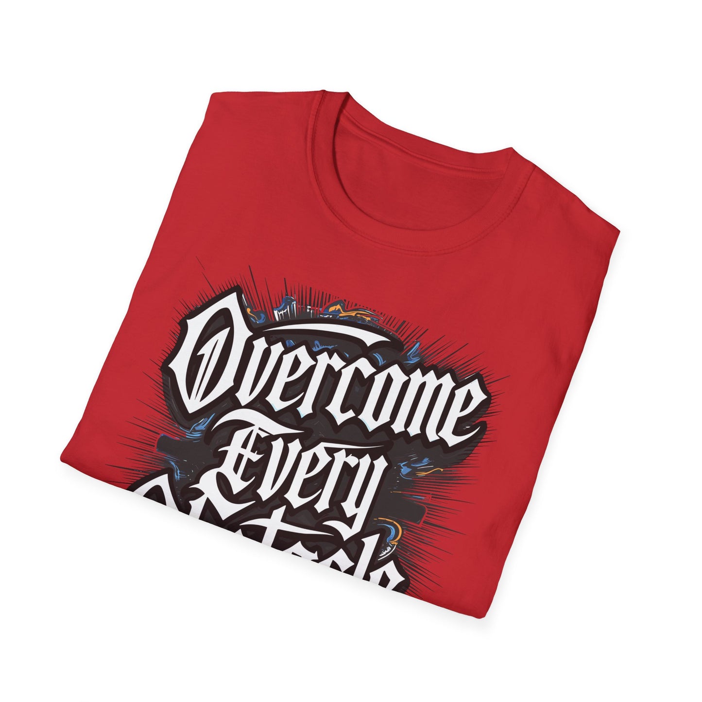 Inspirational Unisex Softstyle T-Shirt – "Overcome Every Obstacle"