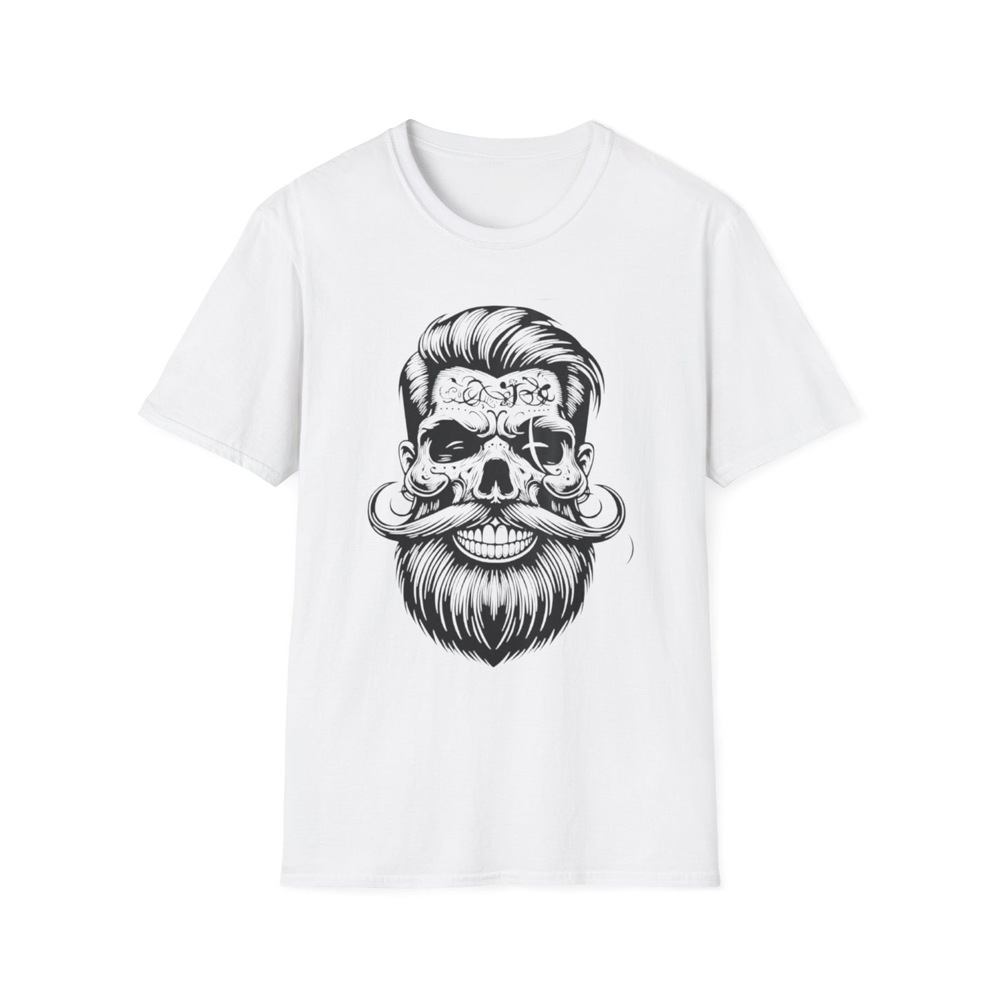 Stylish Skull Beard T-Shirt White Printify T-Shirt Rhythm & Drip Apparel