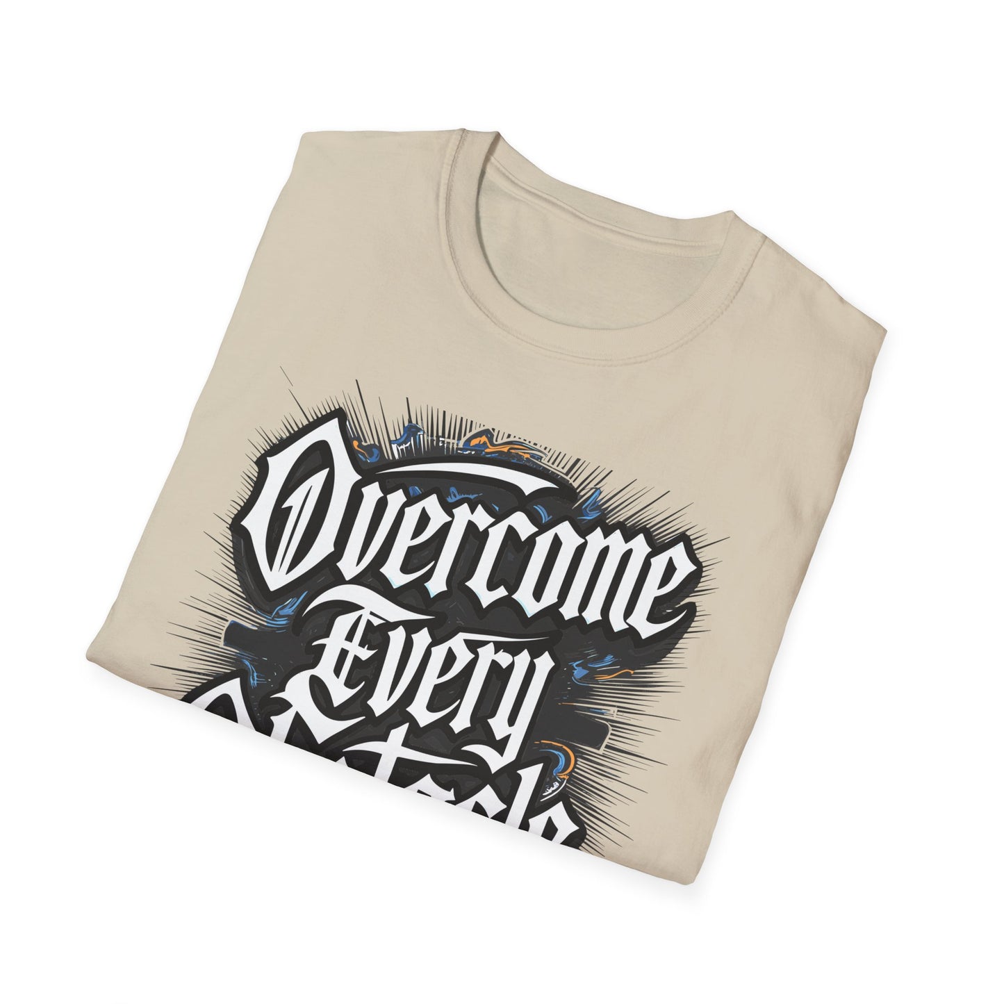 Inspirational Unisex Softstyle T-Shirt – "Overcome Every Obstacle"