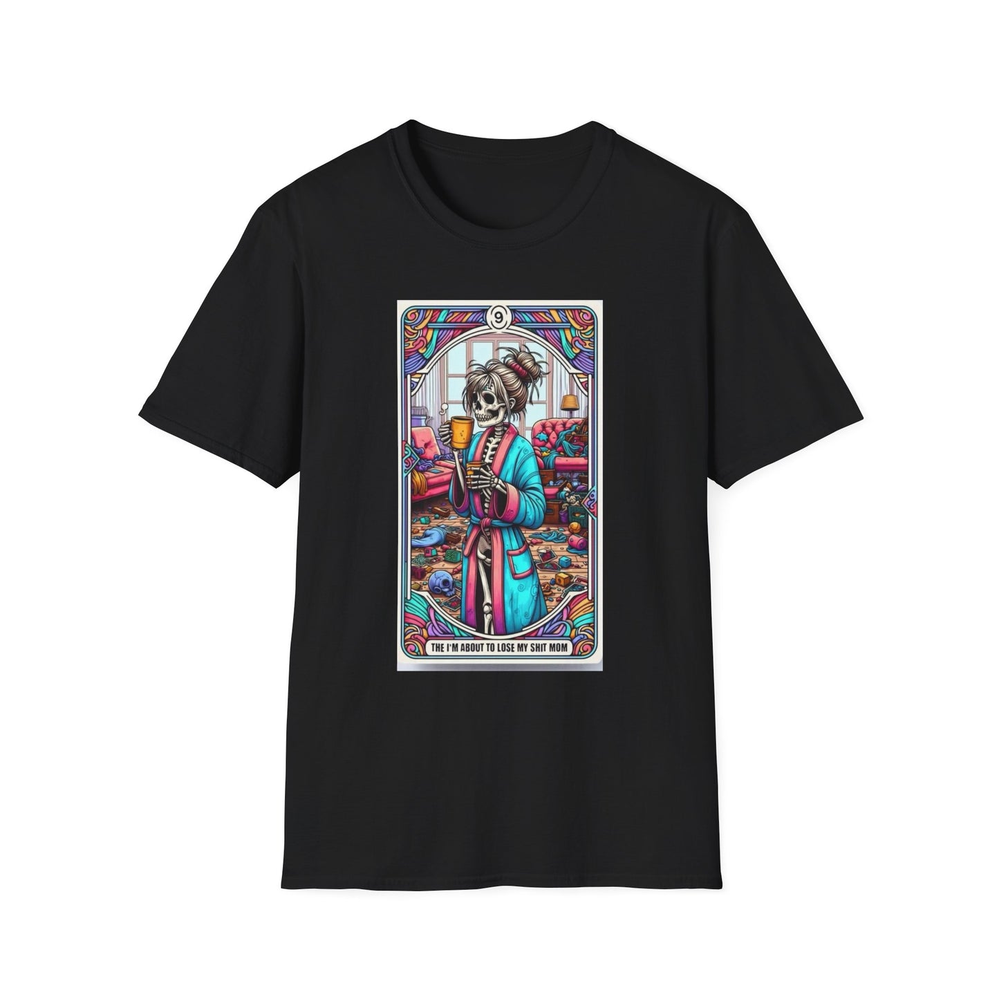About To Lose My Shit Mom- Tarot T-Shirt Black Printify T-Shirt Rhythm & Drip Apparel