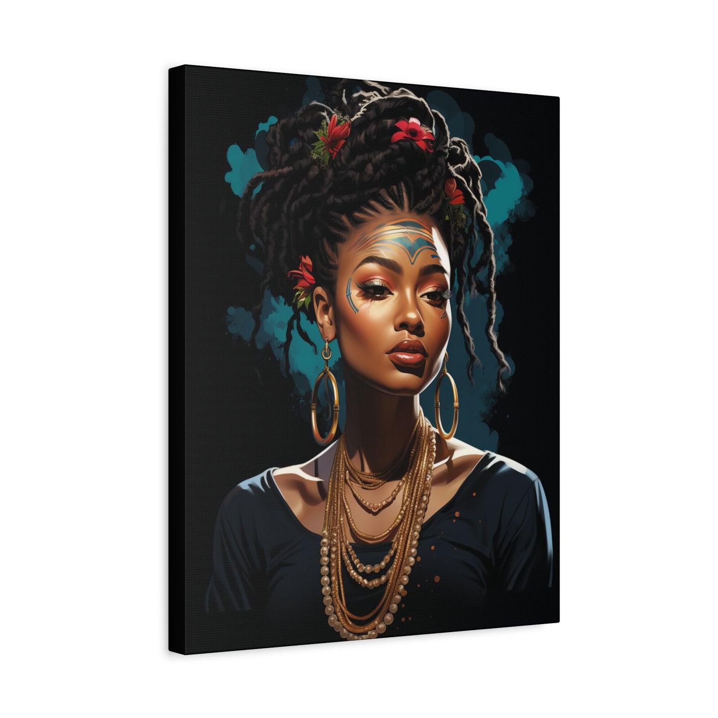 Woman- Bold Afro Woman Canvas Art, Black Art Print, Floral Wall Decor, Modern Home Decor, African American Artwork Rhythm & Drip Canvas Rhythm & Drip Apparel