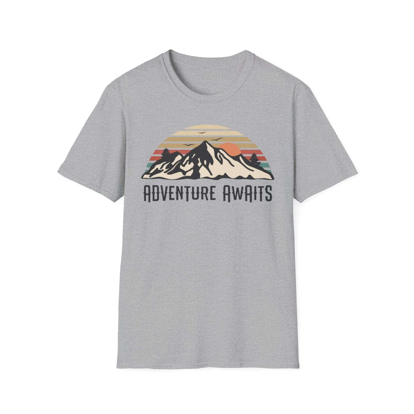 Adventure Awaits Unisex T-Shirt Sport Grey Printify T-Shirt Rhythm & Drip Apparel