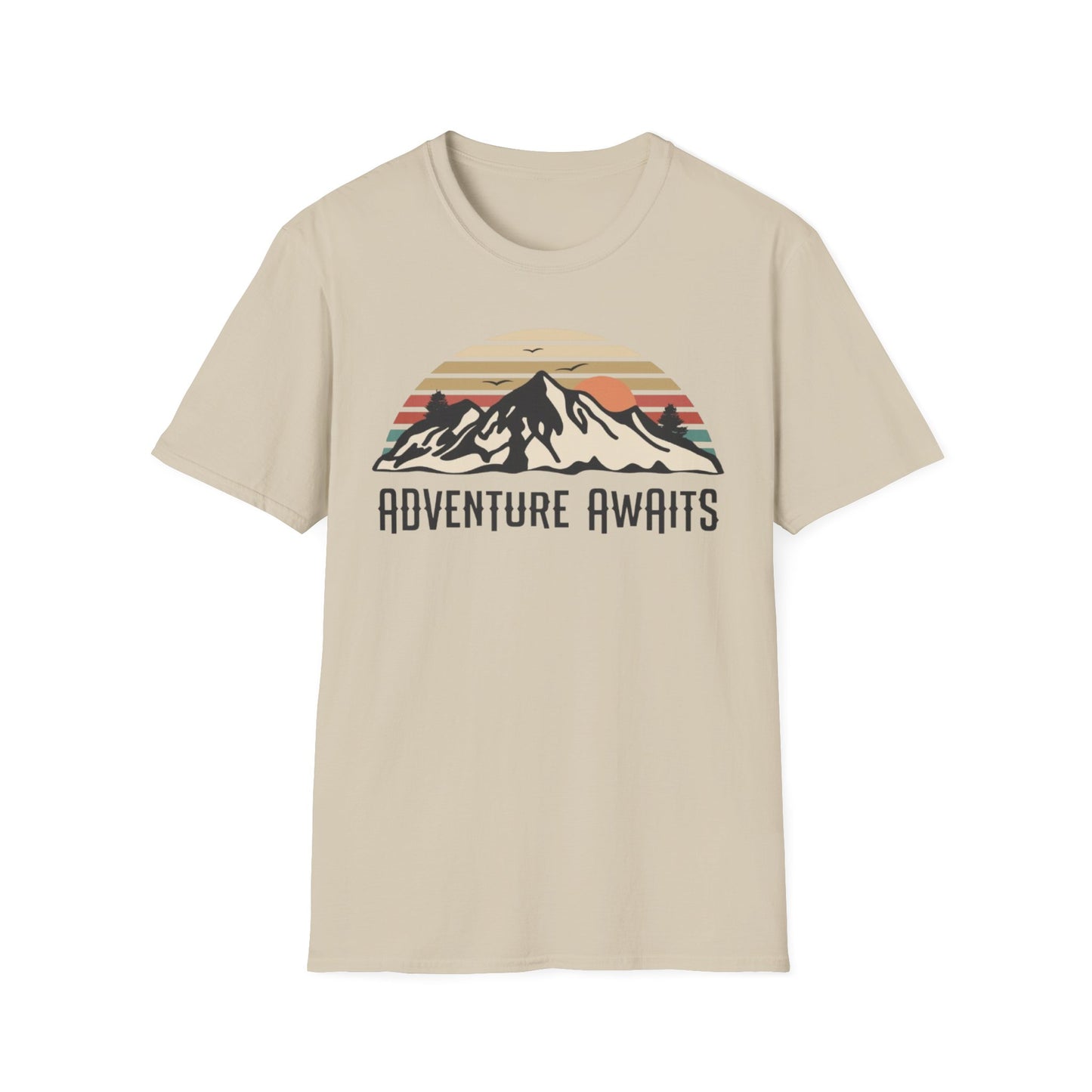 Adventure Awaits Unisex T-Shirt Sand Printify T-Shirt Rhythm & Drip Apparel