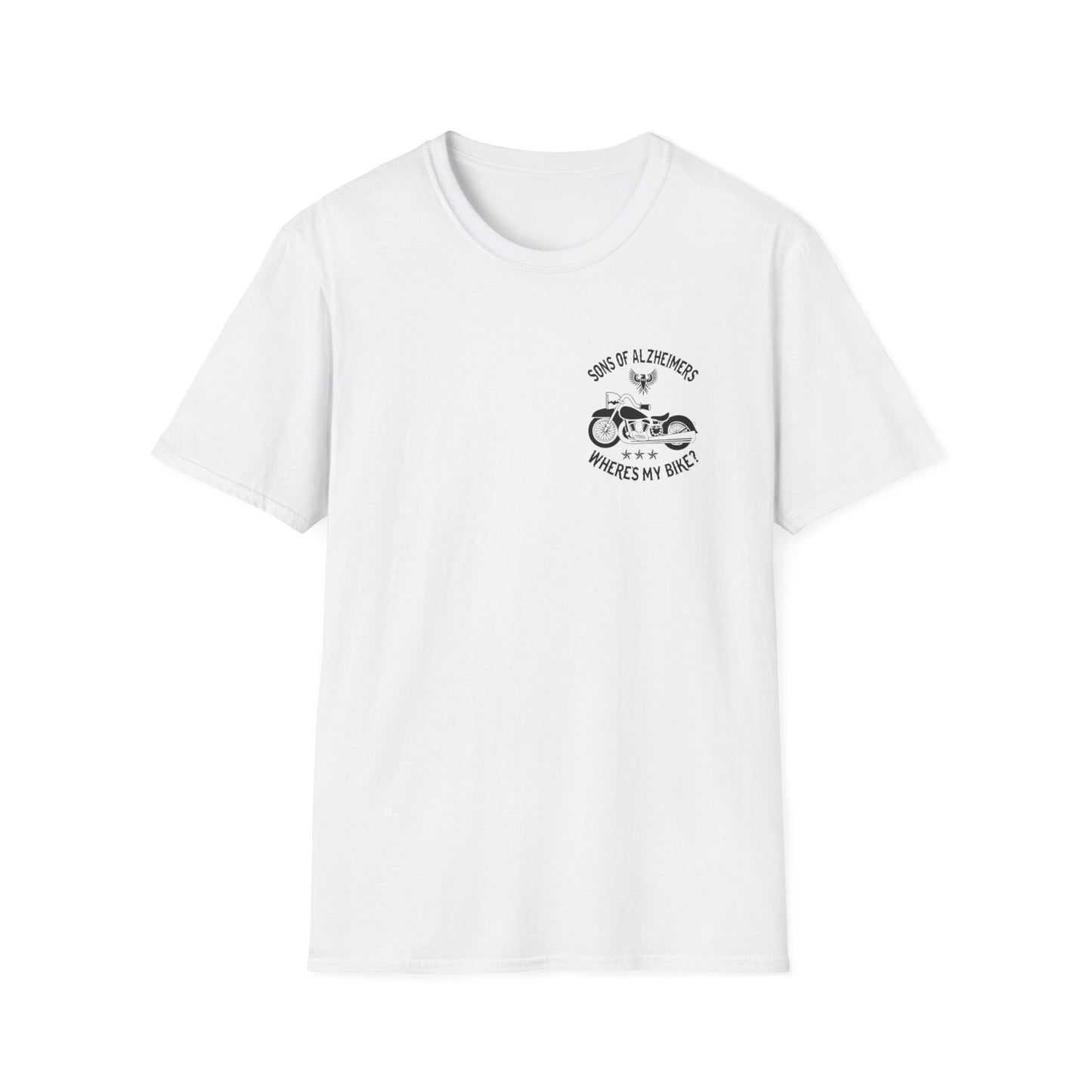 Alzheimer's Biker T-Shirt FRONT AND BACK White Printify T-Shirt Rhythm & Drip Apparel