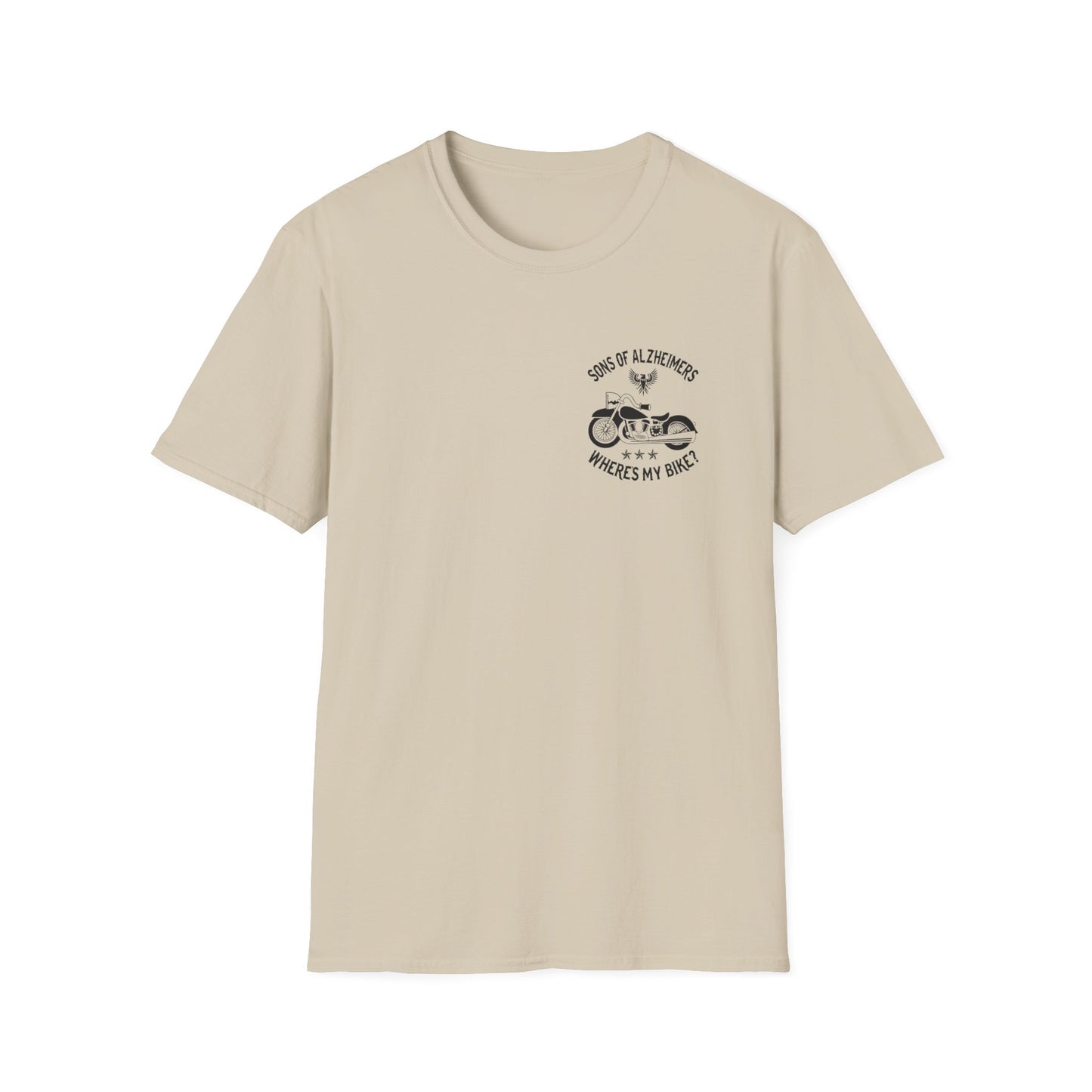 Alzheimer's Biker T-Shirt FRONT AND BACK Sand Printify T-Shirt Rhythm & Drip Apparel