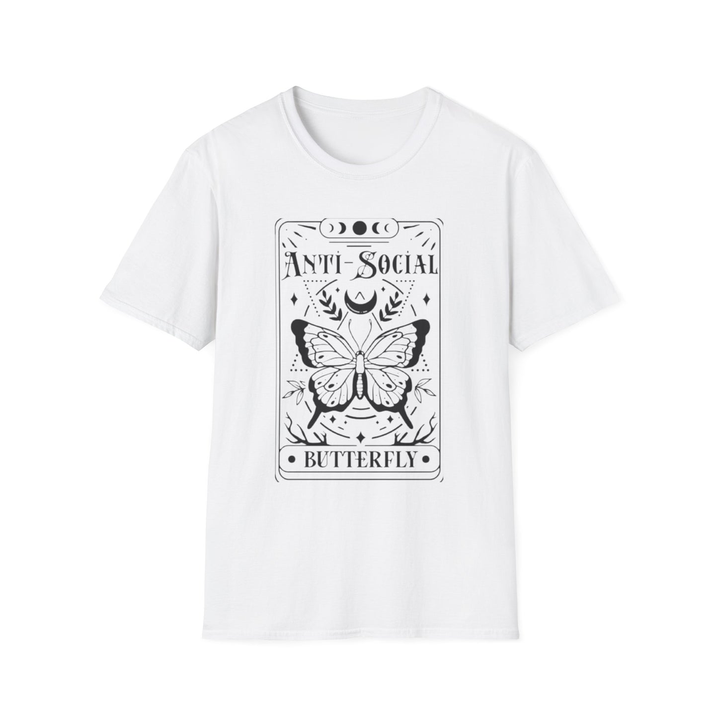 Anti-Social Butterfly- Tarot T-Shirt White Printify T-Shirt Rhythm & Drip Apparel